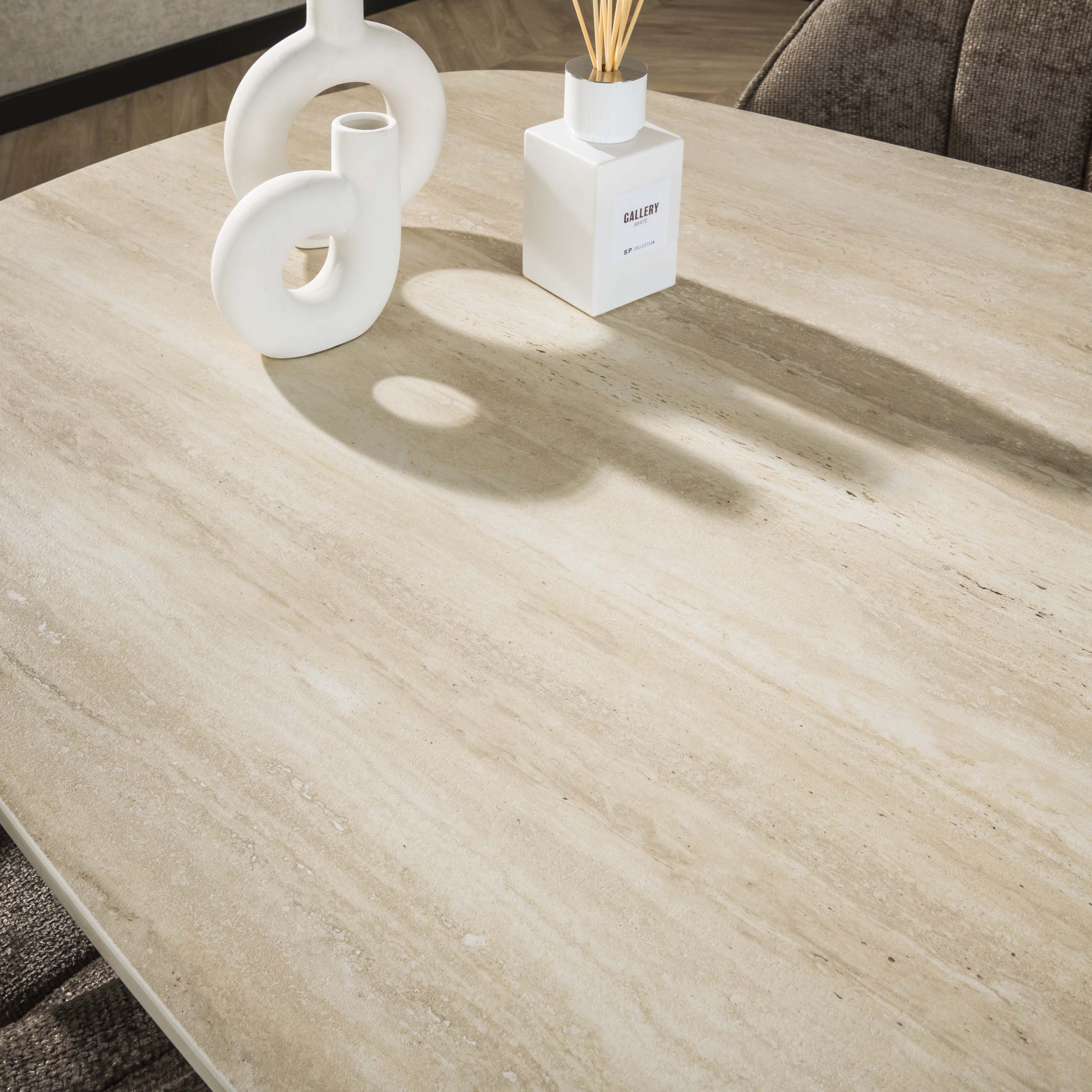 Eettafel Romano Cross Deens Ovaal 215Cm 3D Keramiek Travertin