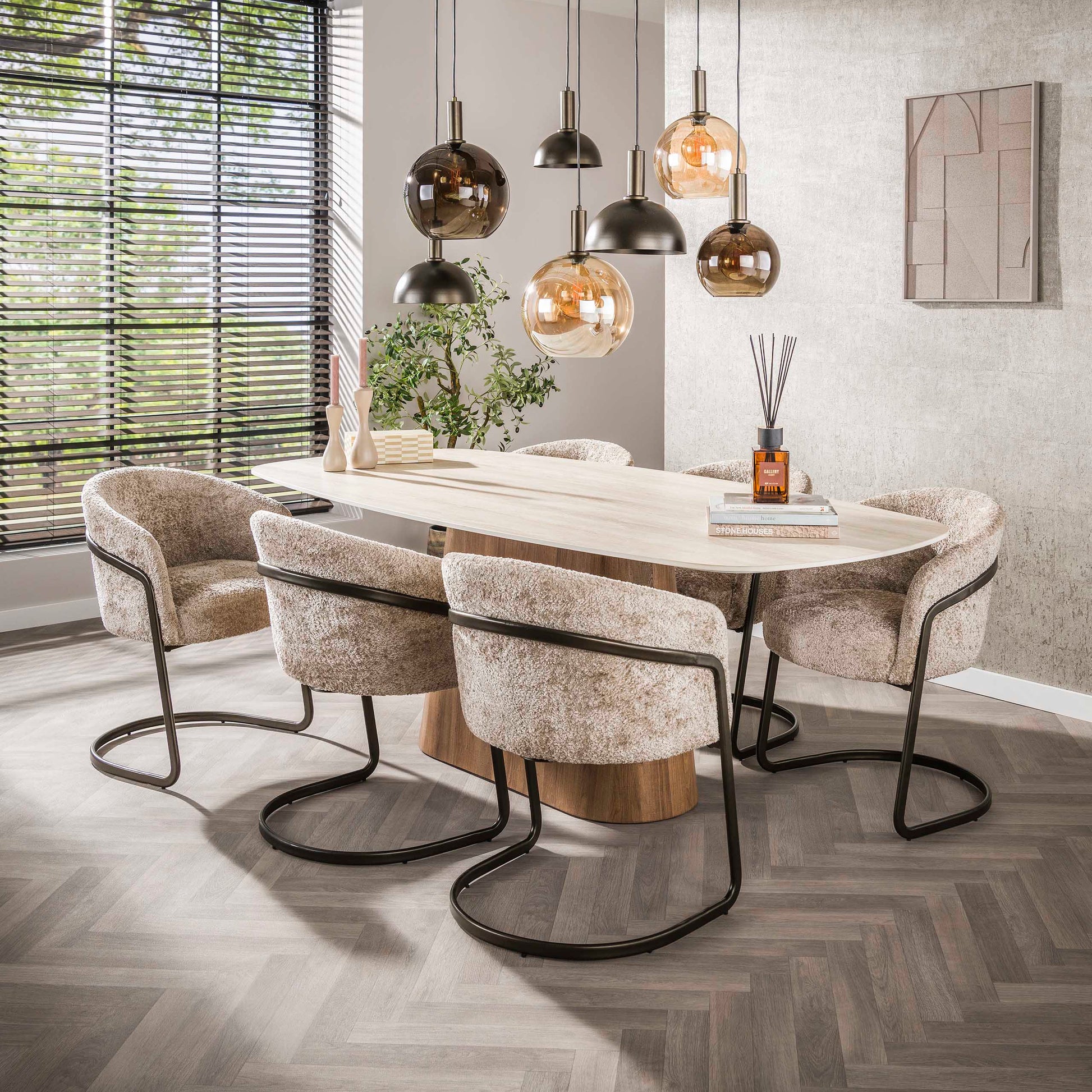Eettafel Romano Centro deens ovaal 215cm / 3D keramiek travertin