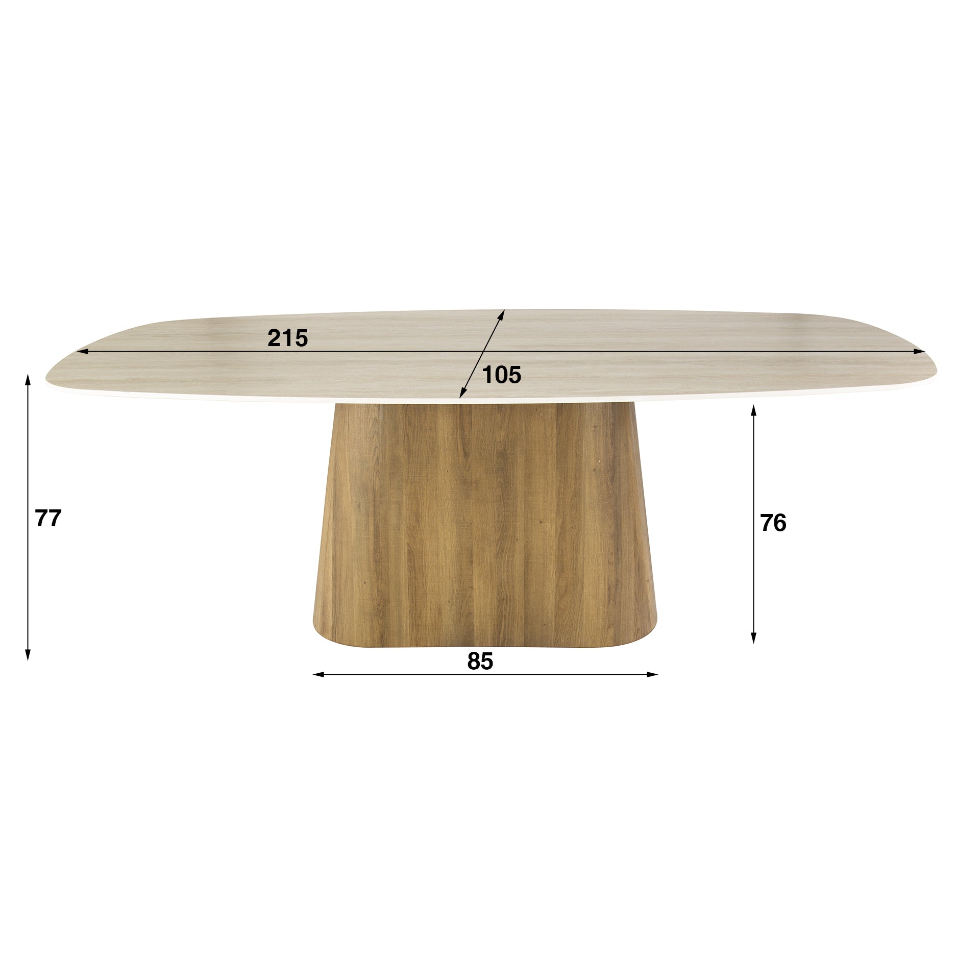 Eettafel Romano Centro Deens Ovaal 215Cm 3D Keramiek Travertin