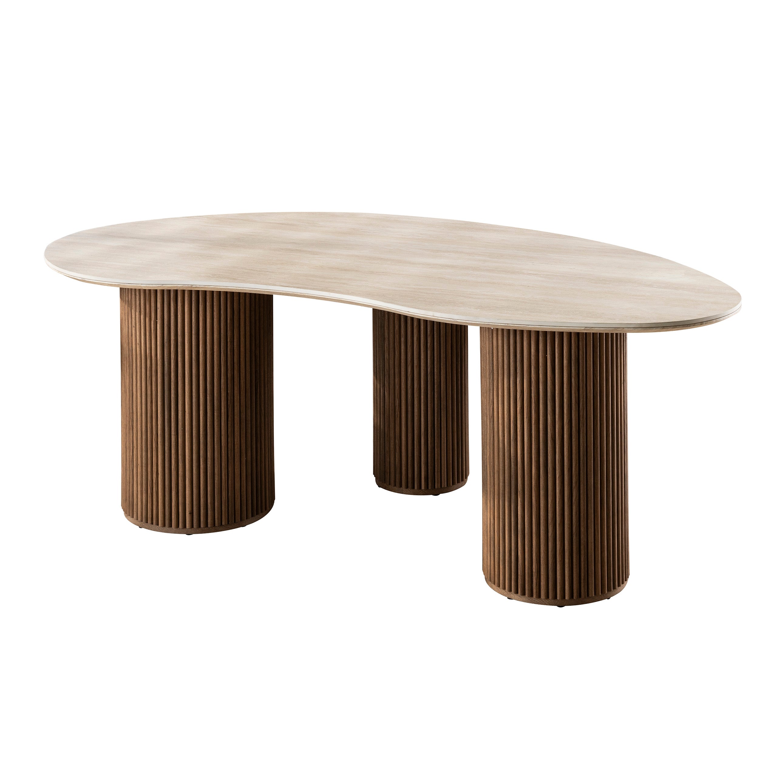Eettafel Romano Niervormig 215Cm 3D Keramiek Travertin
