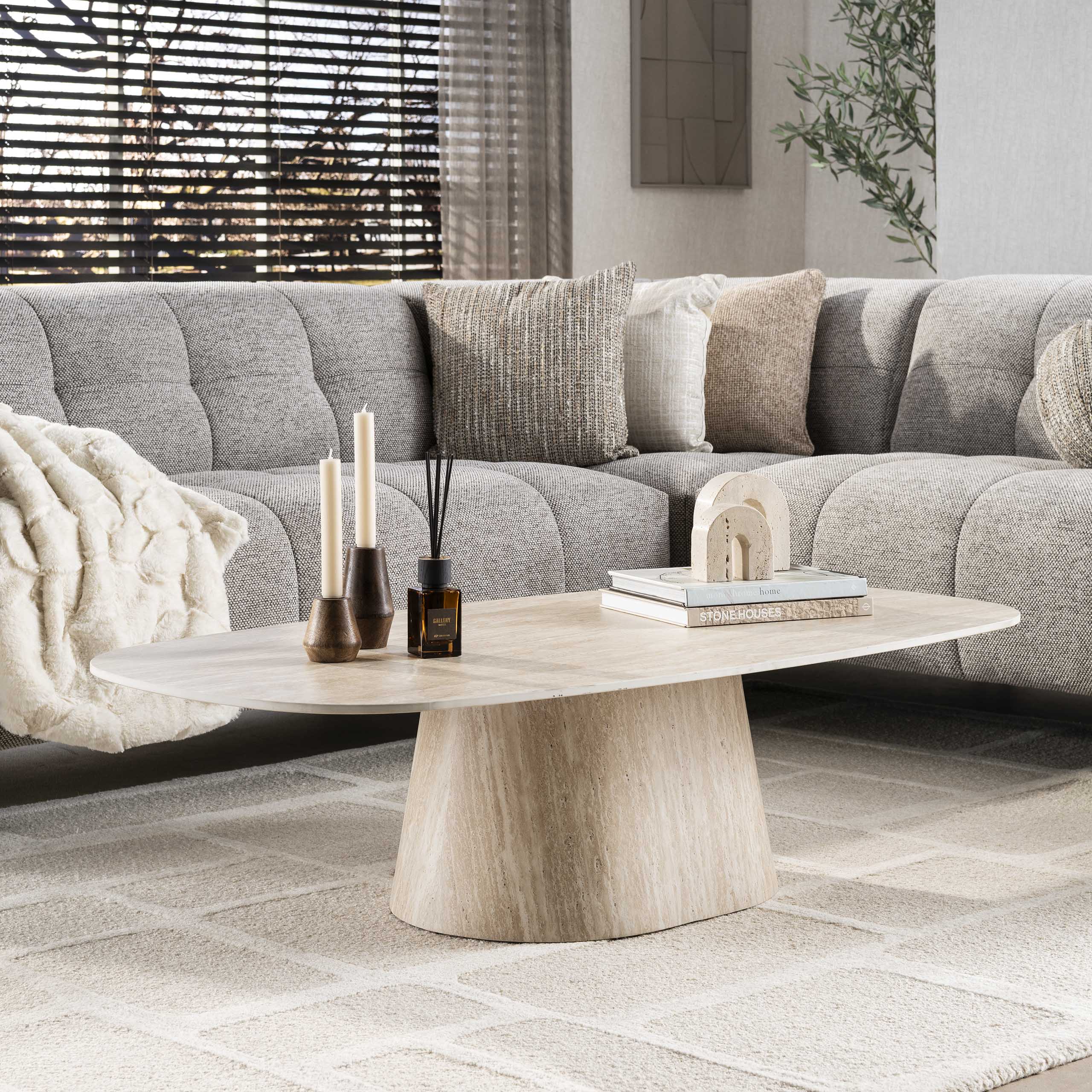 Salontafel Centro 135Cm Keramiek Travertin