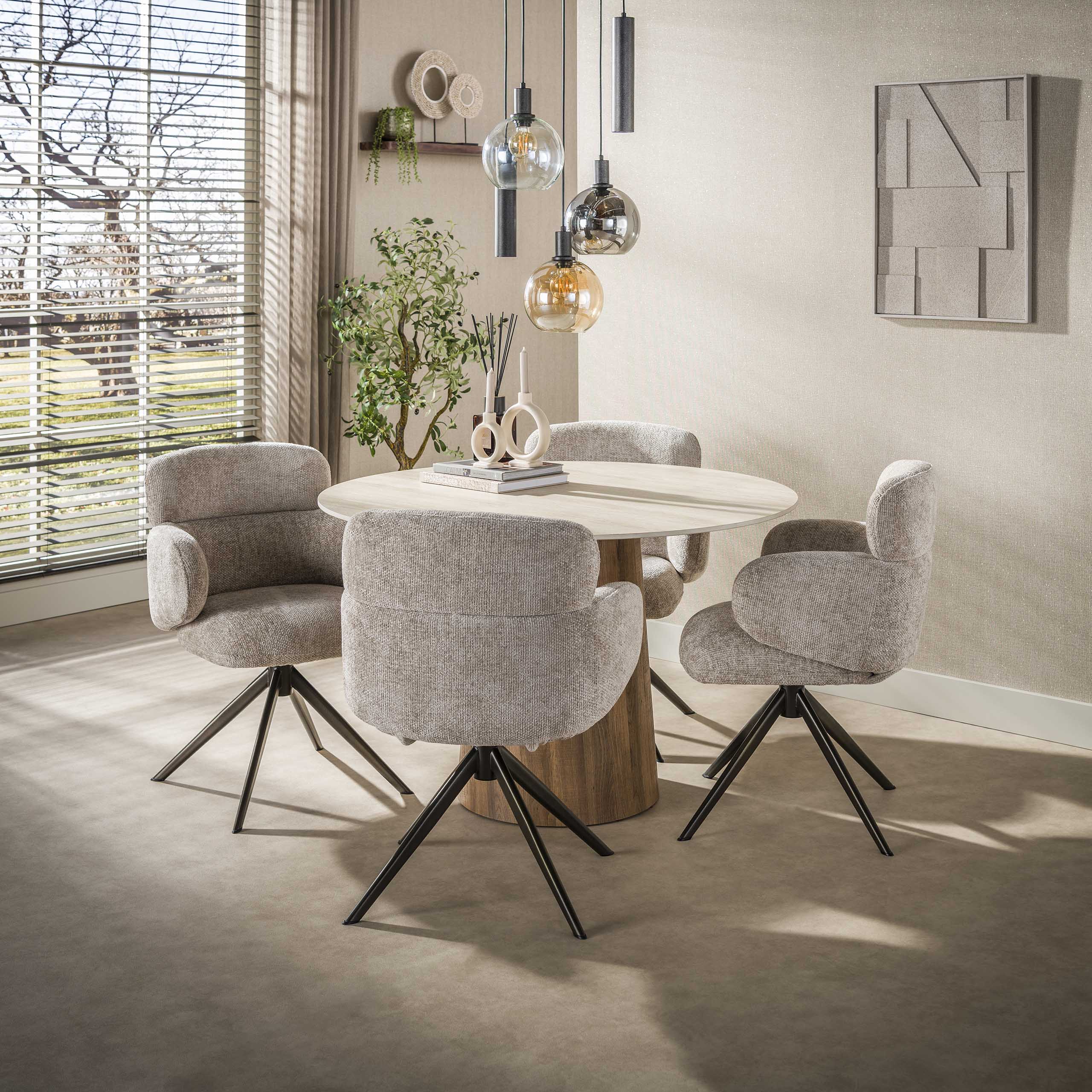 Eettafel Romano Centro rond Ø120cm / 3D keramiek travertin