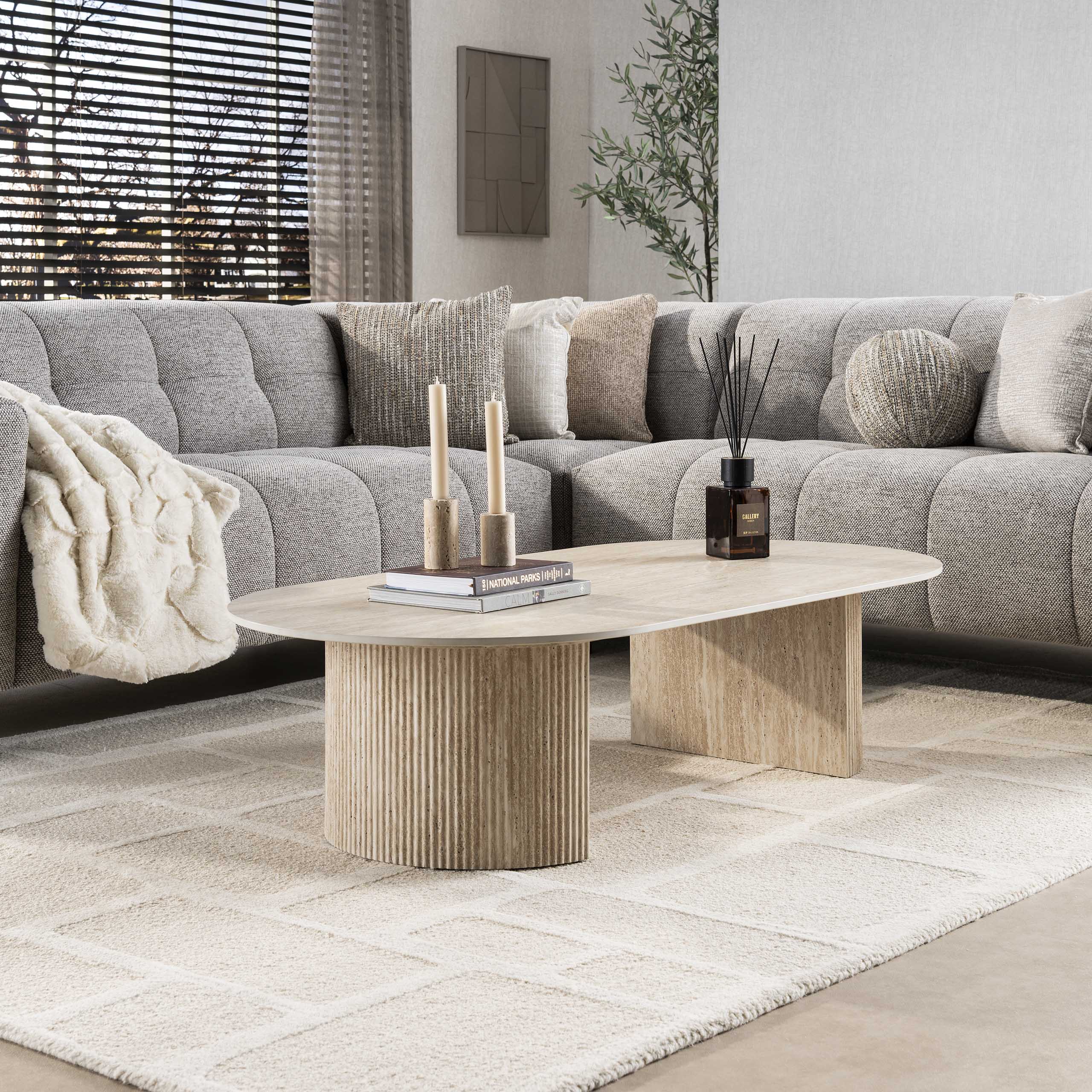 Salontafel Romano Arch 135Cm Keramiek Travertin
