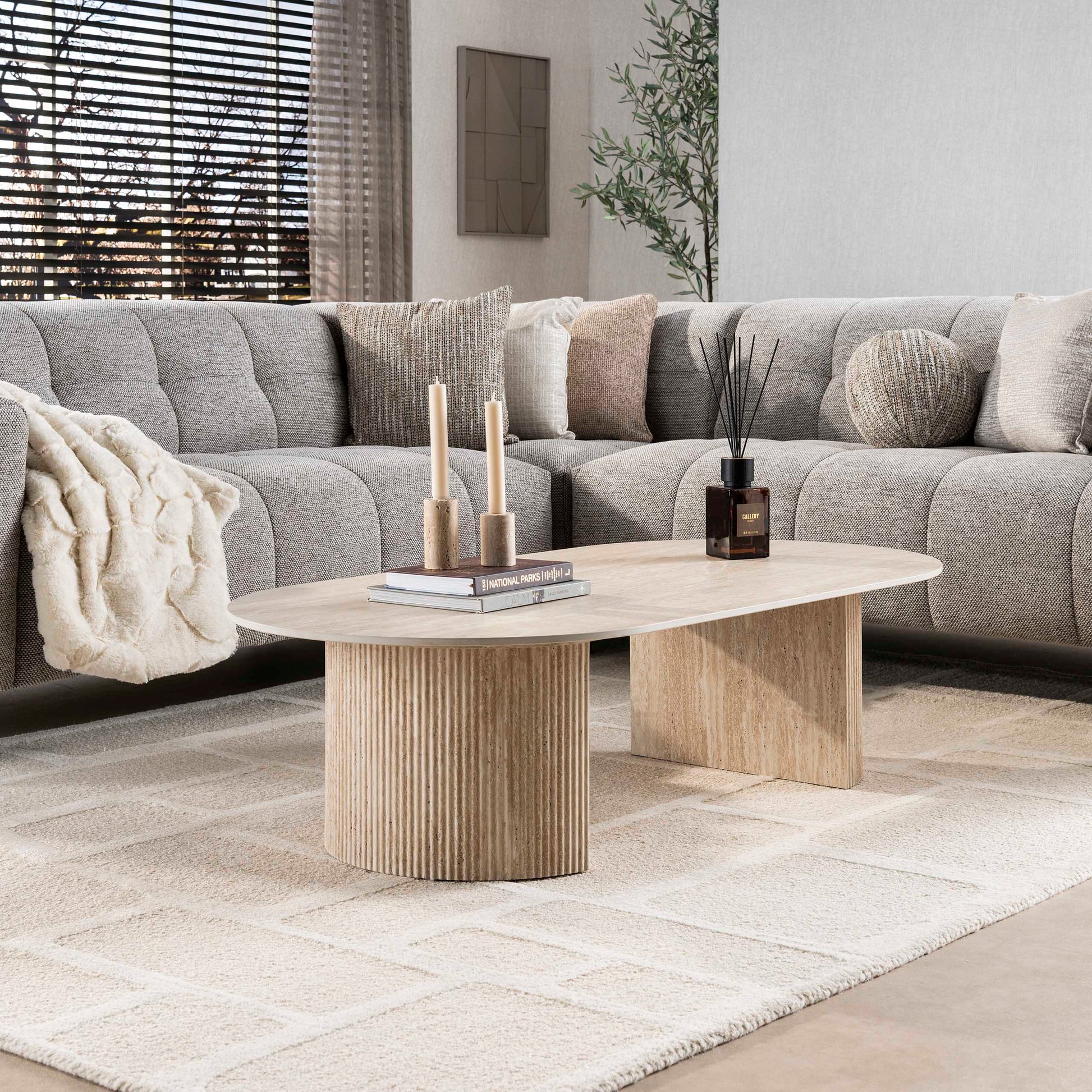 Salontafel Romano Arch 135cm / 3D keramiek travertin