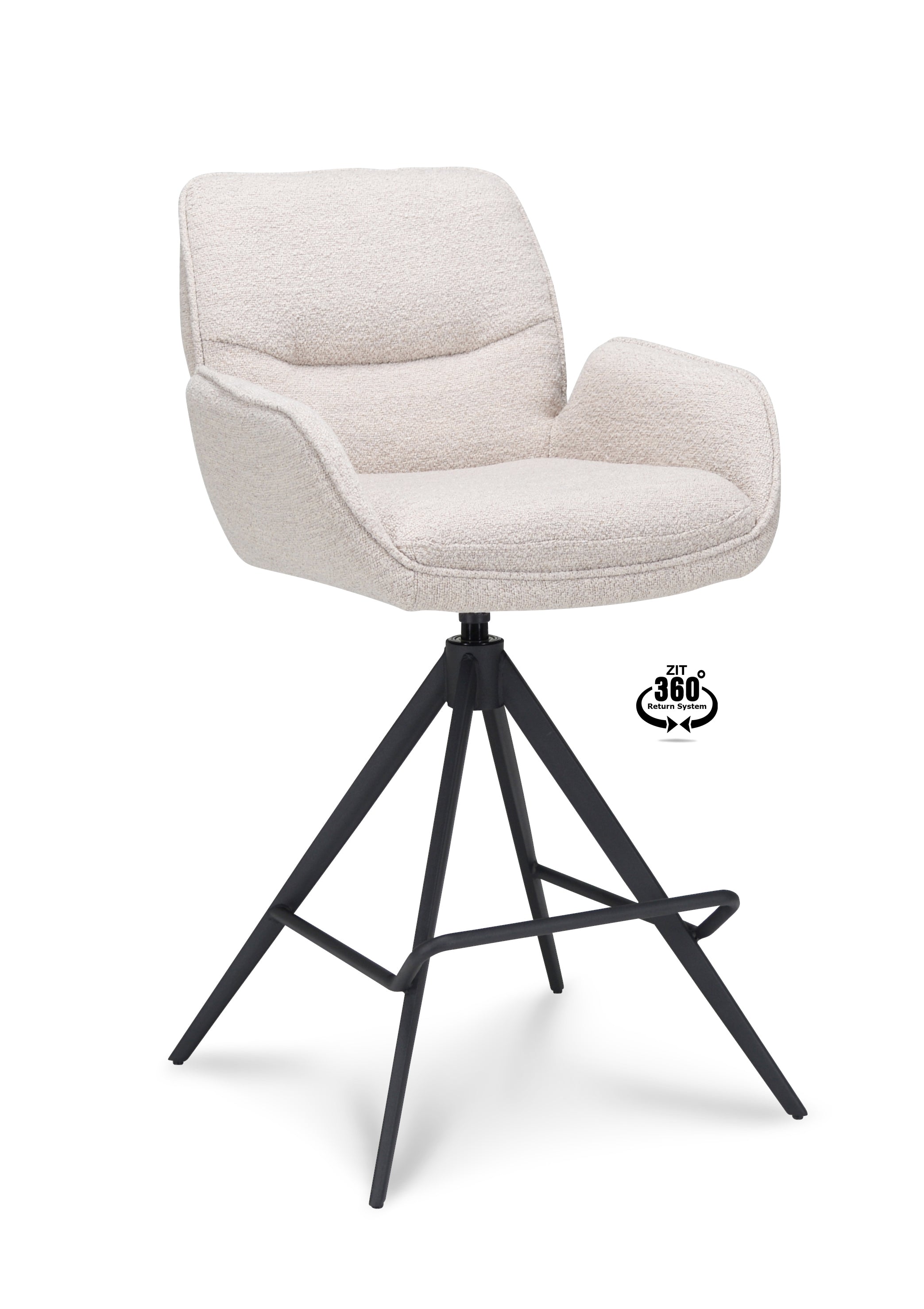 Barkruk met armleuning Bliss - ZH 65 Stof Alpine Natural Leg Black 360° Return-system
