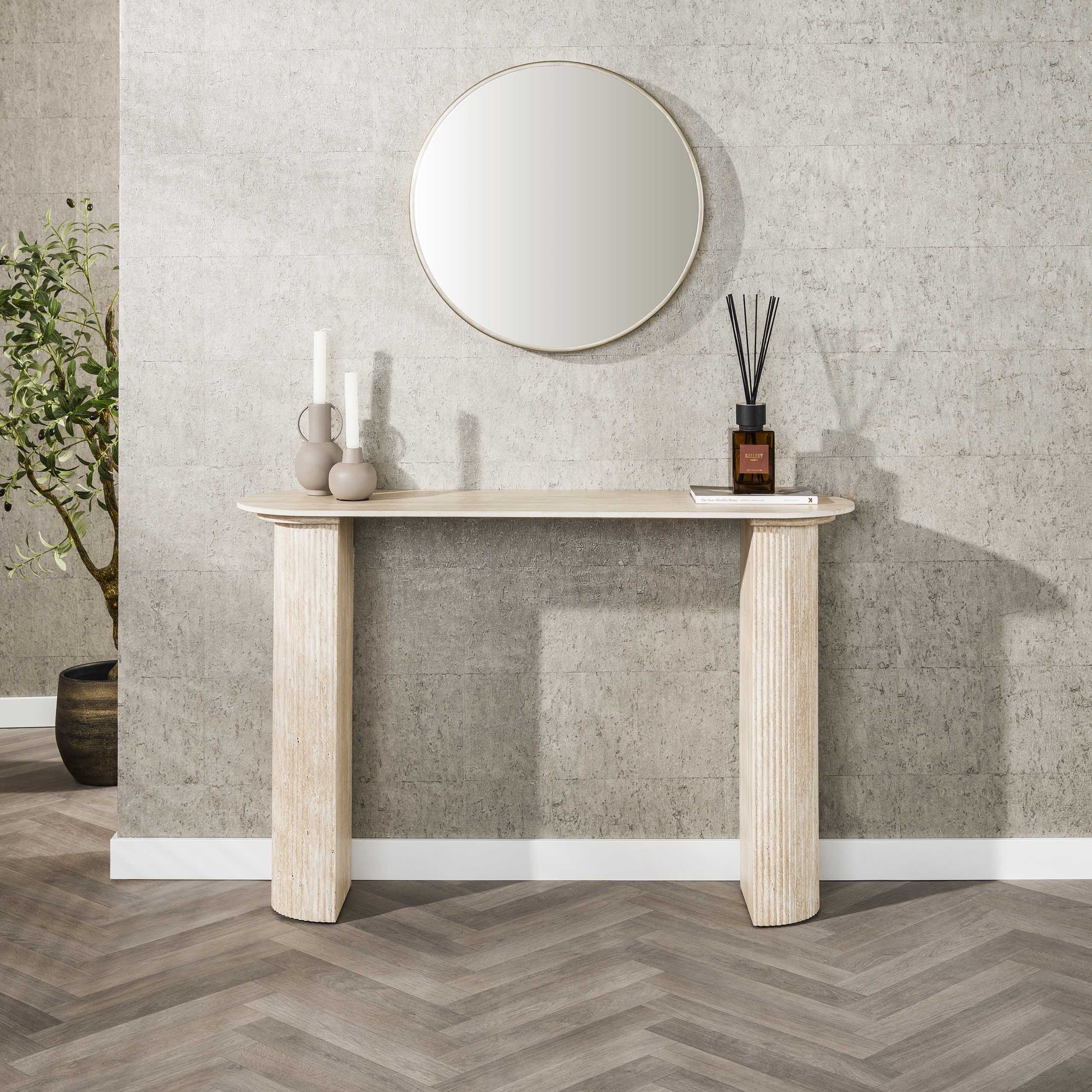 Hal Kaptafel Romano Arch Keramiek Travertin