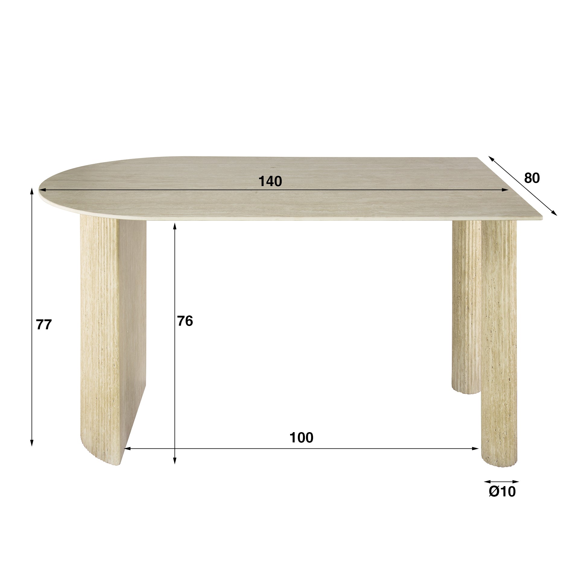 Eettafel Romano Arch 1 Side 140Cm Keramiek Travertin