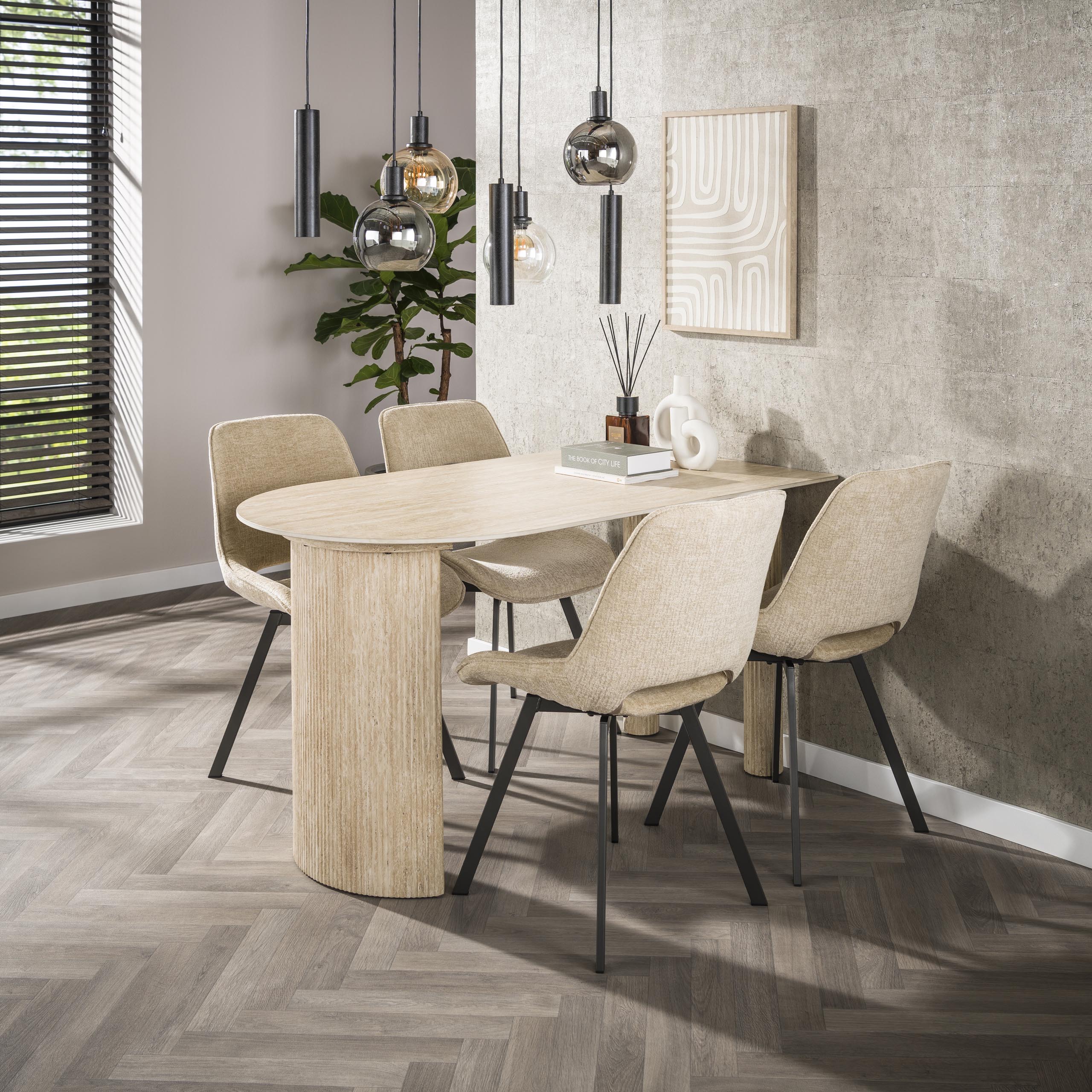 Eettafel Romano Arch 1 Side 140Cm Keramiek Travertin