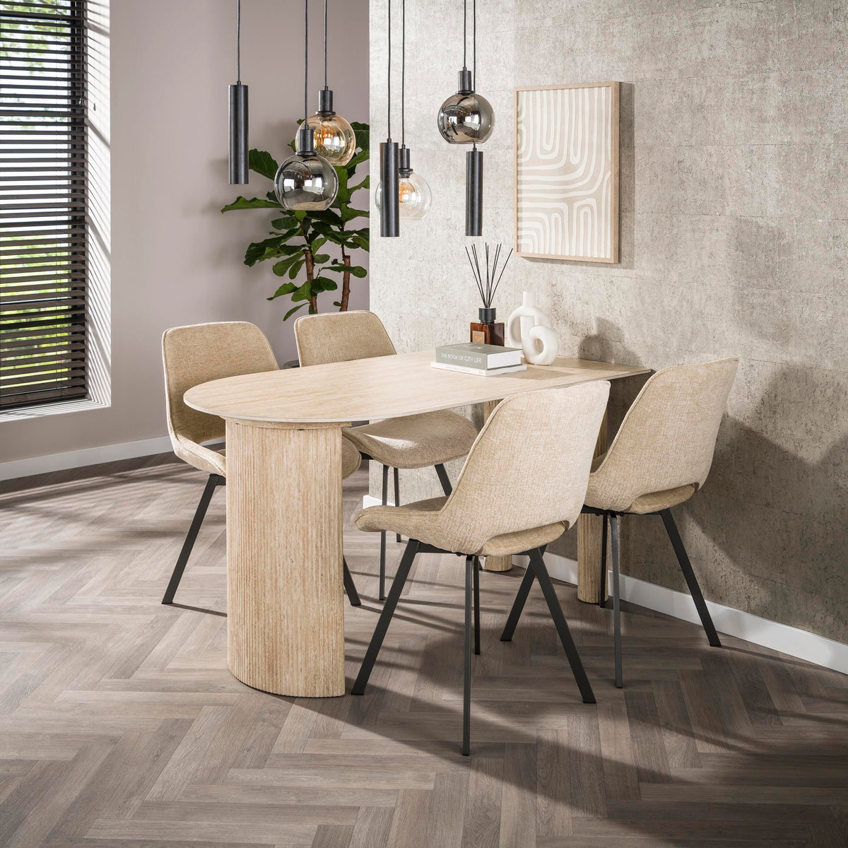 Eettafel Romano Arch 1-side 140cm / 3D keramiek travertin
