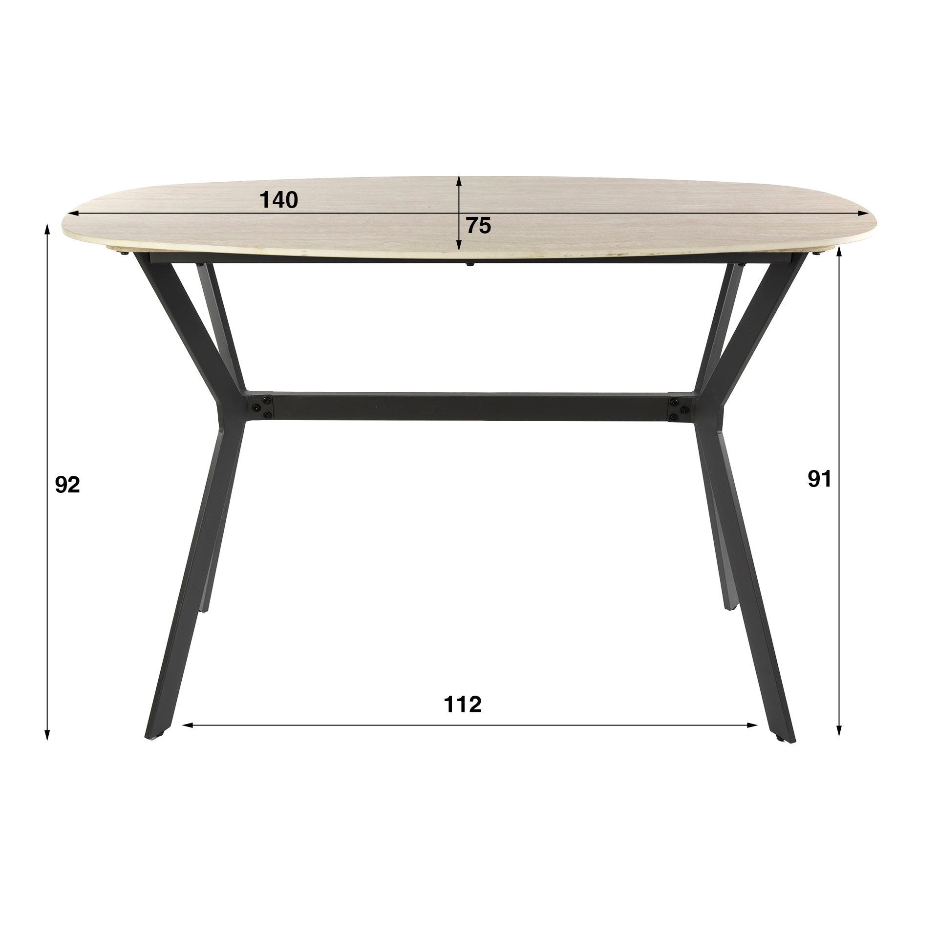 Bartafel Romano Ovaal | 140 cm | Keramiek