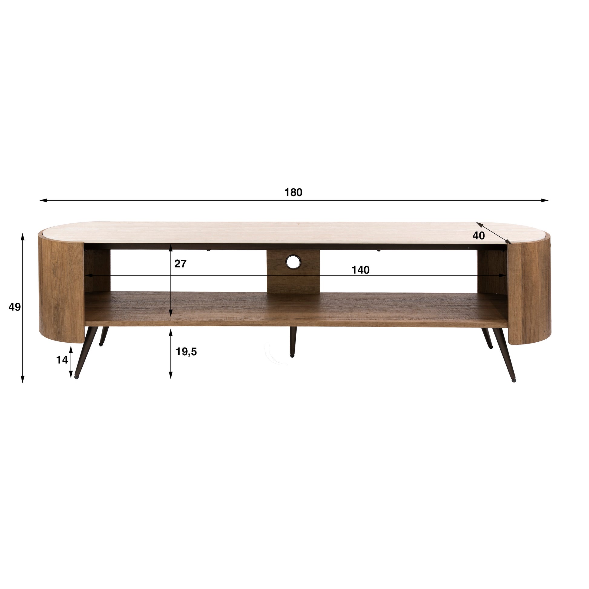 TV-meubel Arcus 180cm / Keramiek travertin