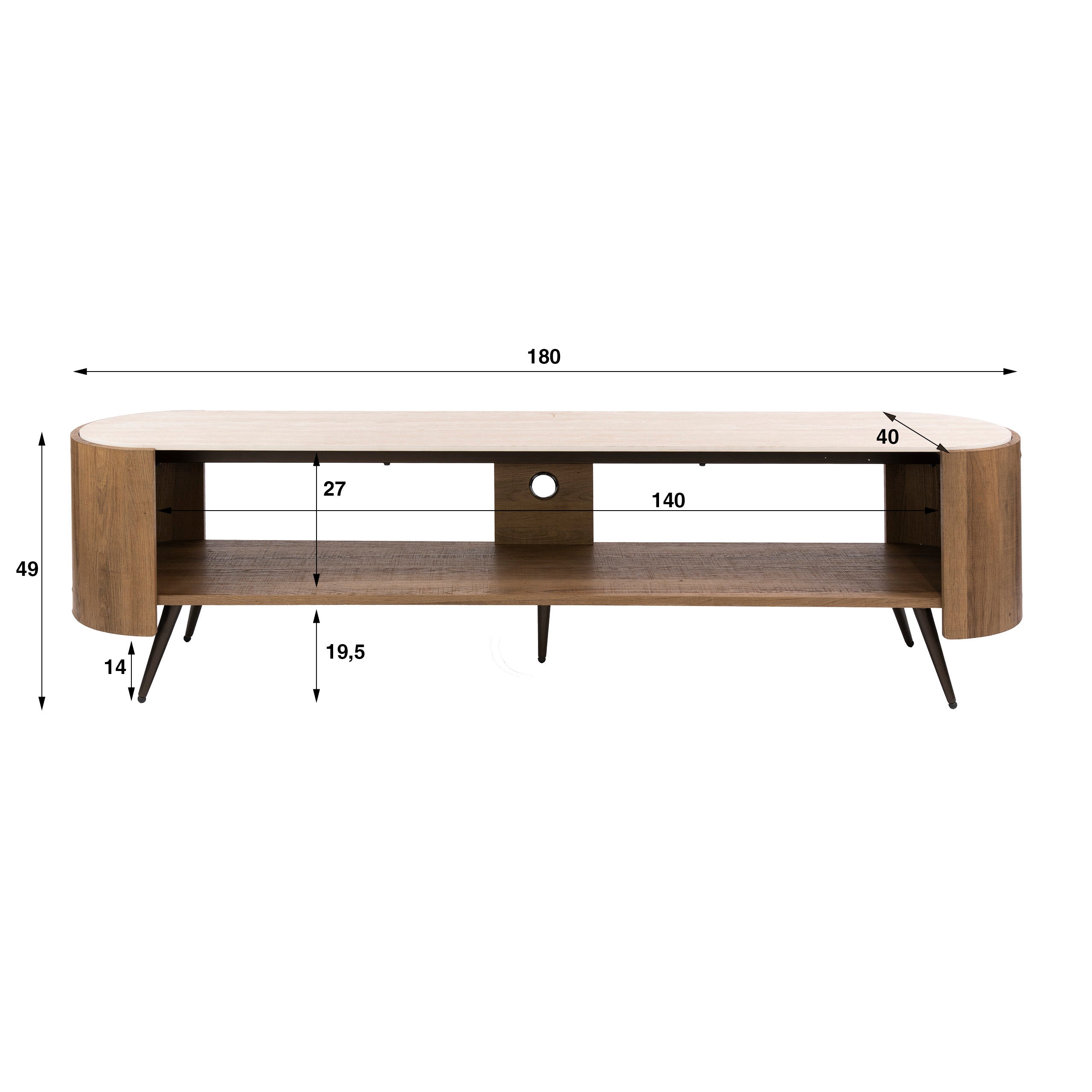 TV-meubel Arcus 180cm / Keramiek travertin