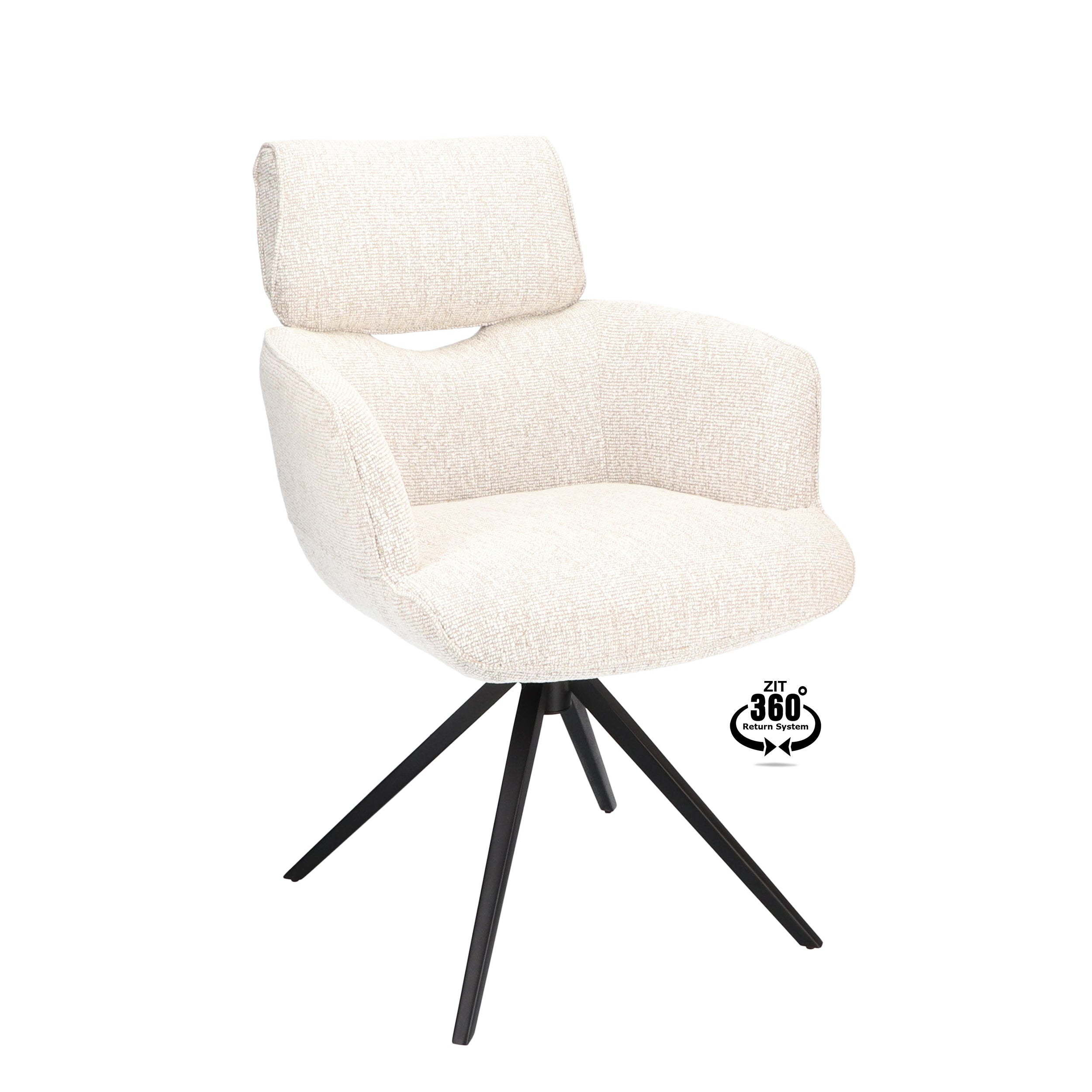Armstoel Bottega Stof Lodge Linen Leg Black 360° Return-system
