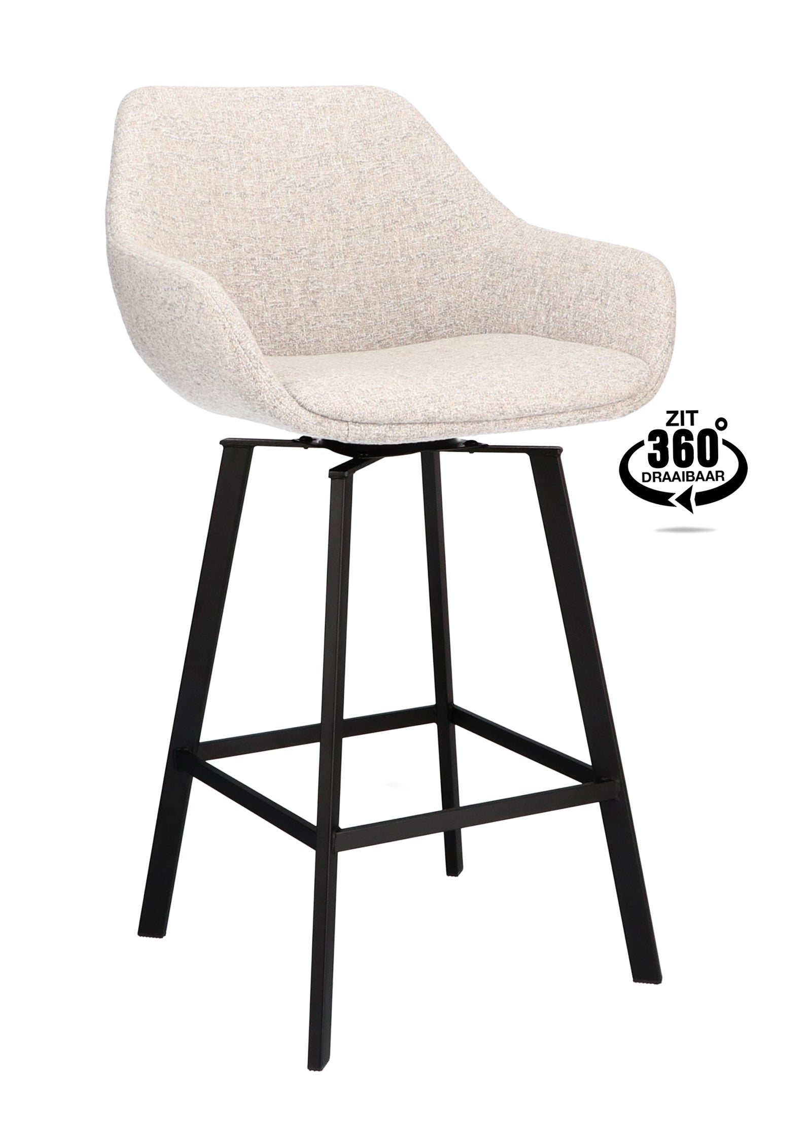 Barkruk met armleuning Royal - ZH 65 Stof Oasis Shell Leg Black
