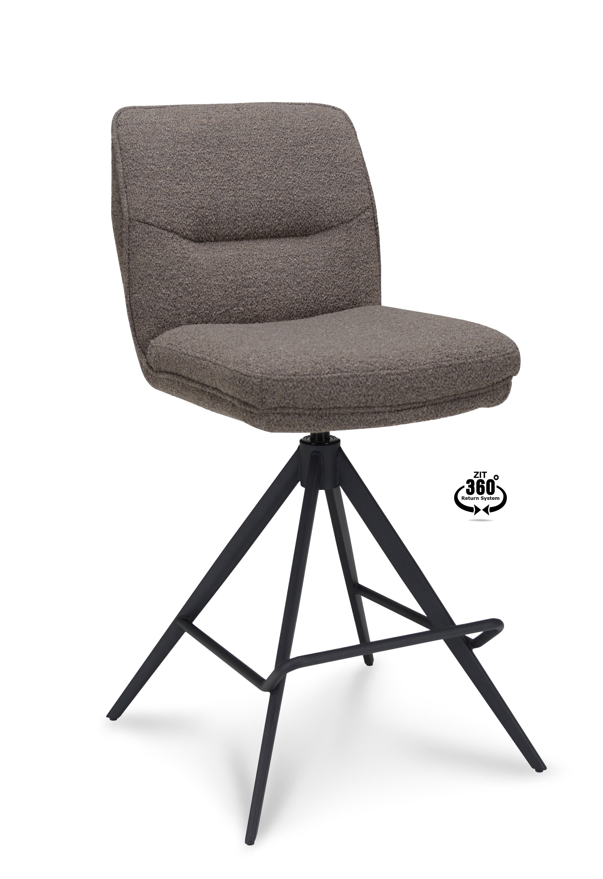 Barkruk Bliss - ZH 65 Stof Alpine Bruin Leg Black 360° Return-system