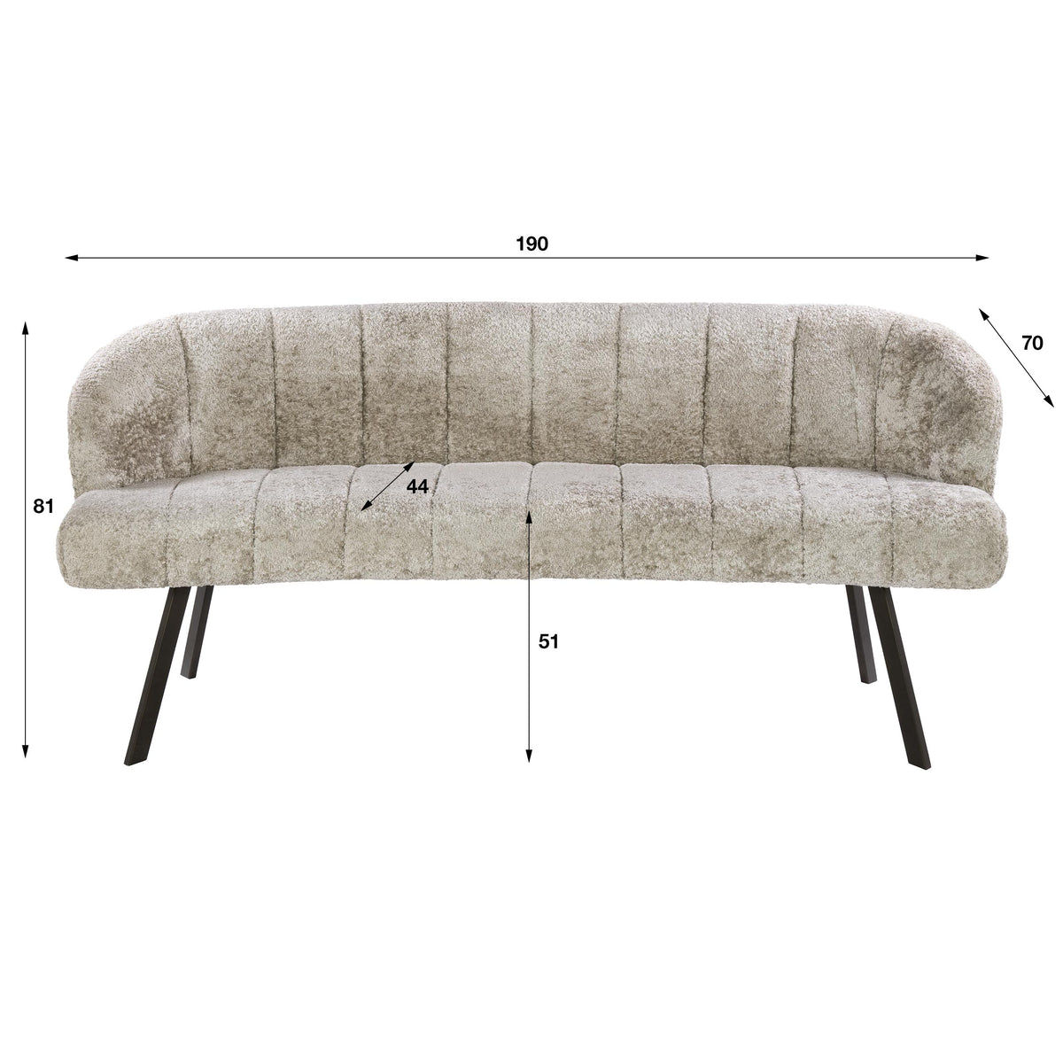 Eetkamerbank Oval / Alura zand-bruin
