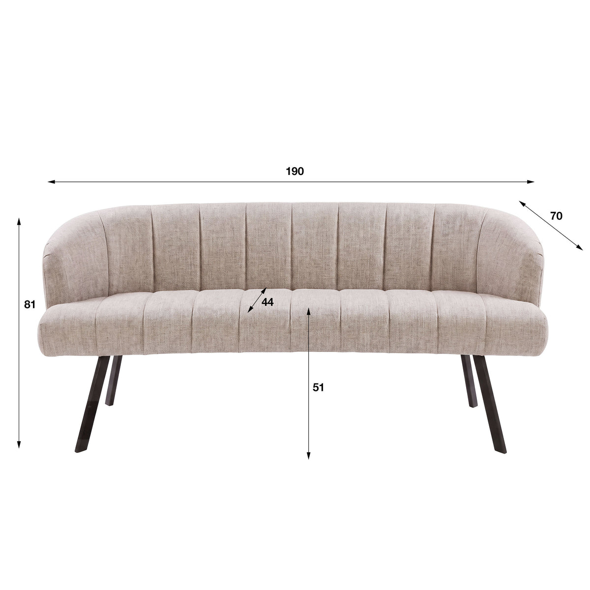 Eetkamerbank Oval / Hoven zand-bruin
