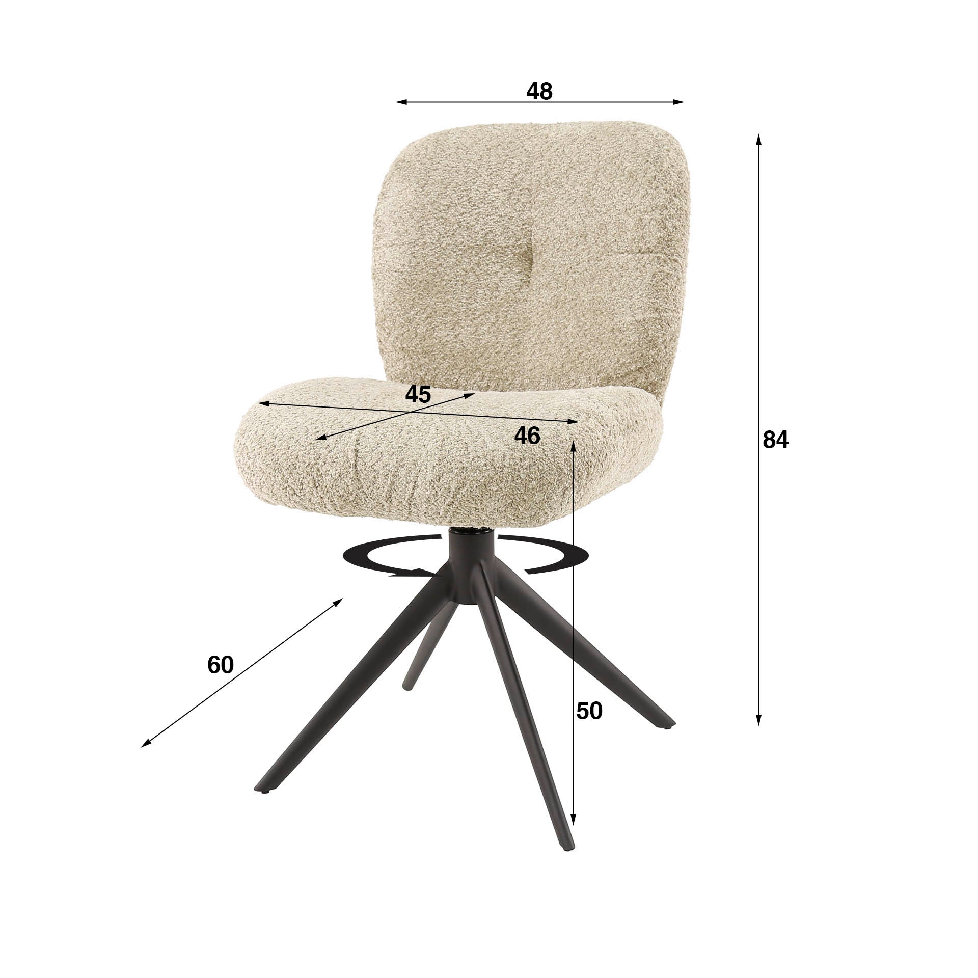 Stoel Comfort - Draaibaar - Boucle Zand