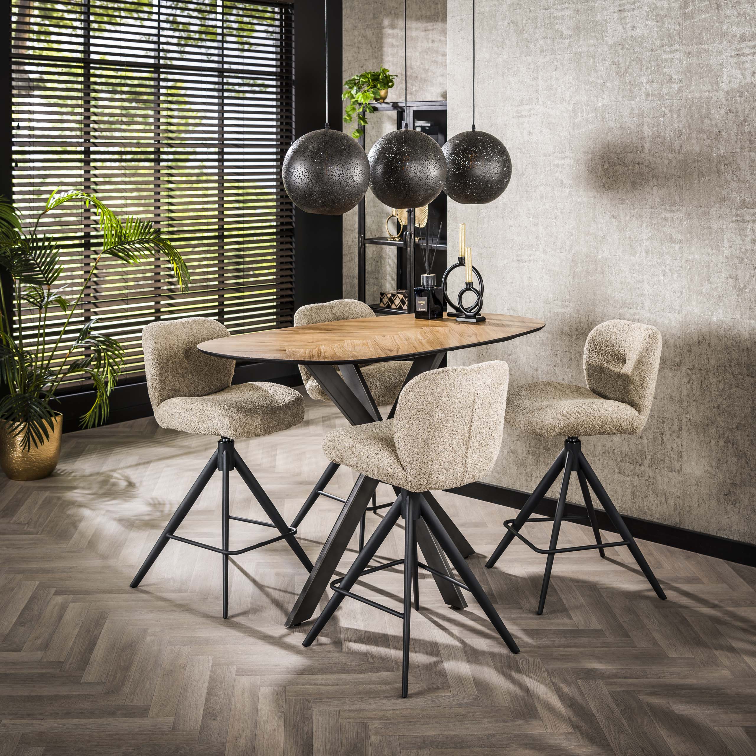 Barstoel Comfort - Draaibaar - Boucle Zand