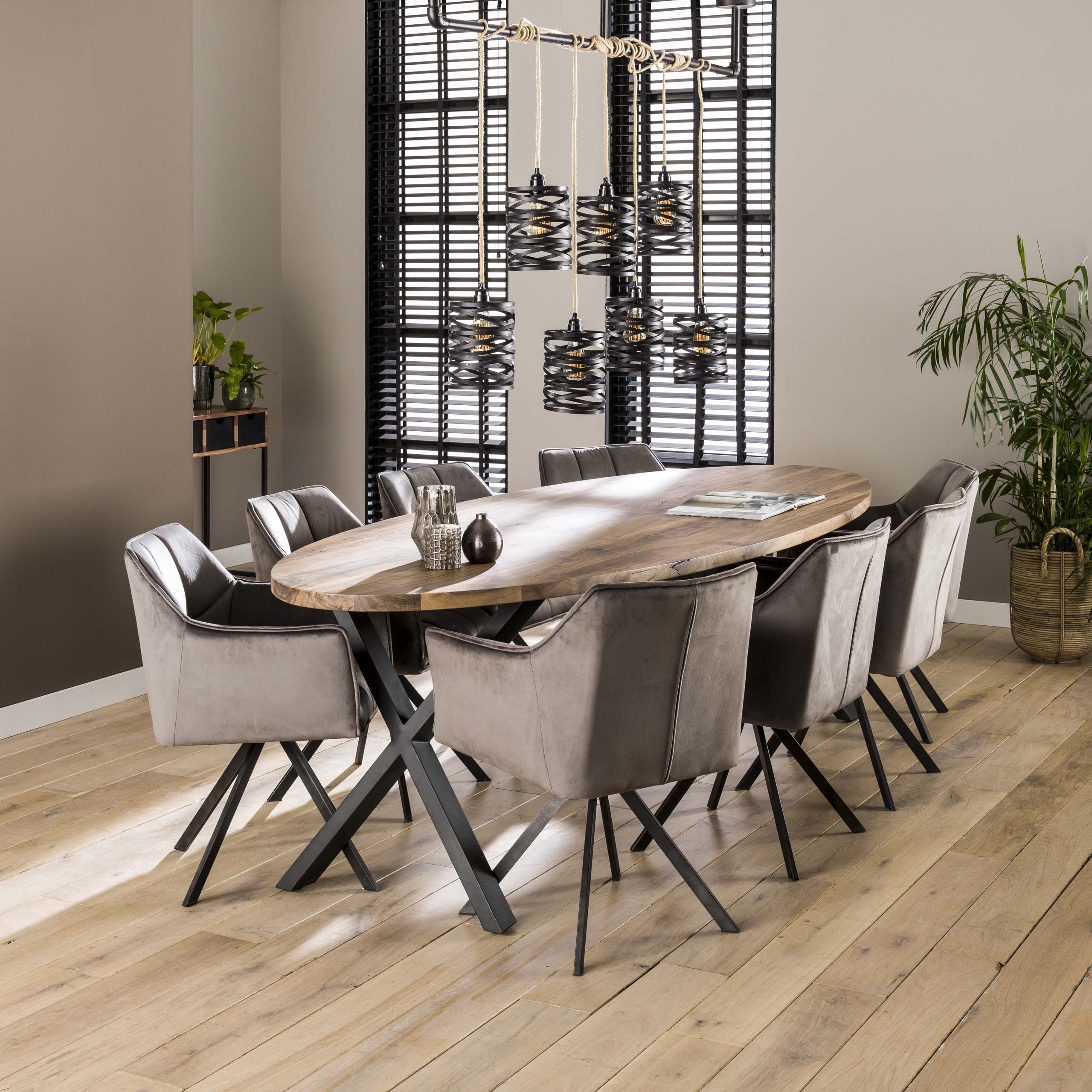 Armstoel Raster - Draaibaar - Velours Antraciet