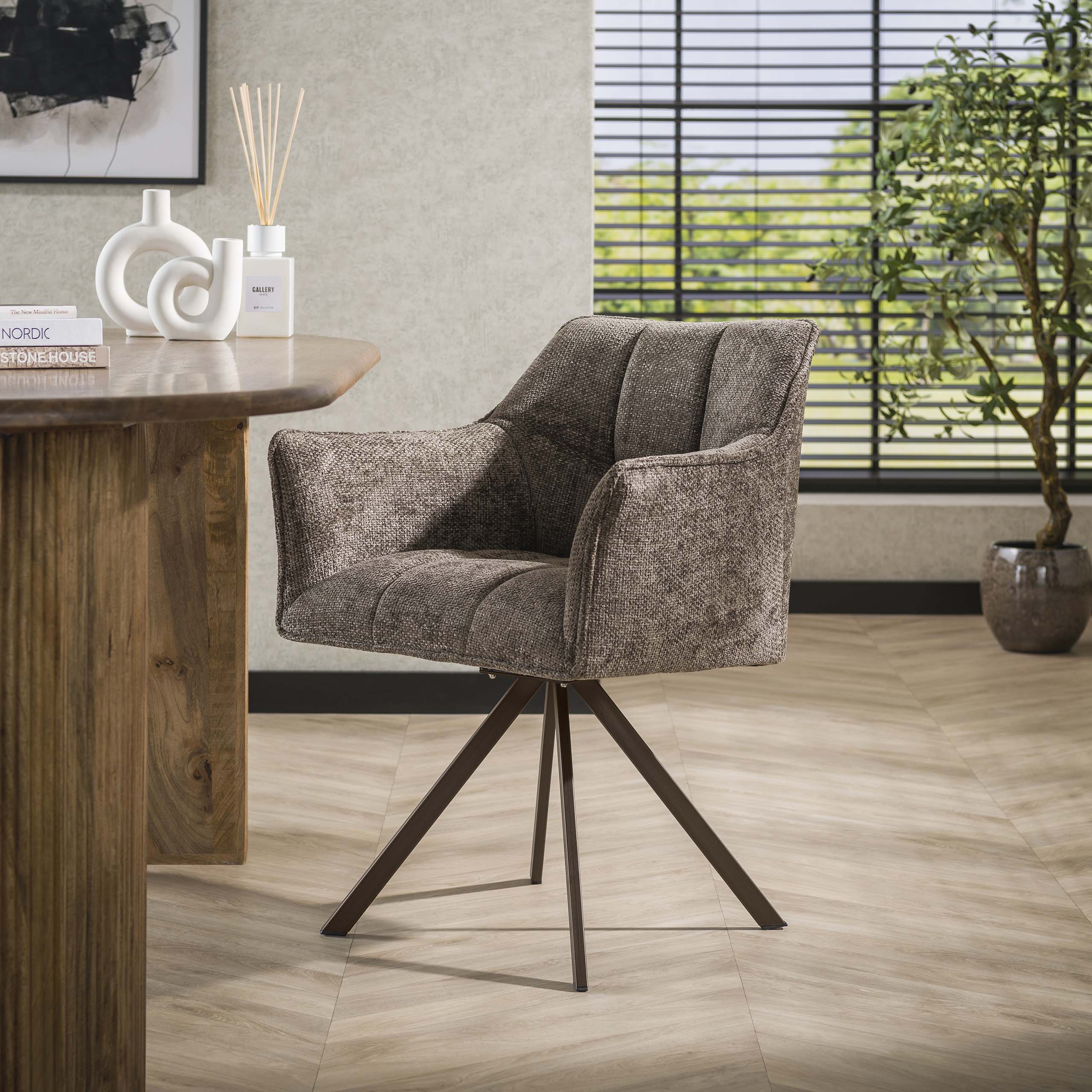 Armstoel Raster draaibaar verpakt per 2 / Hoven taupe-bruin