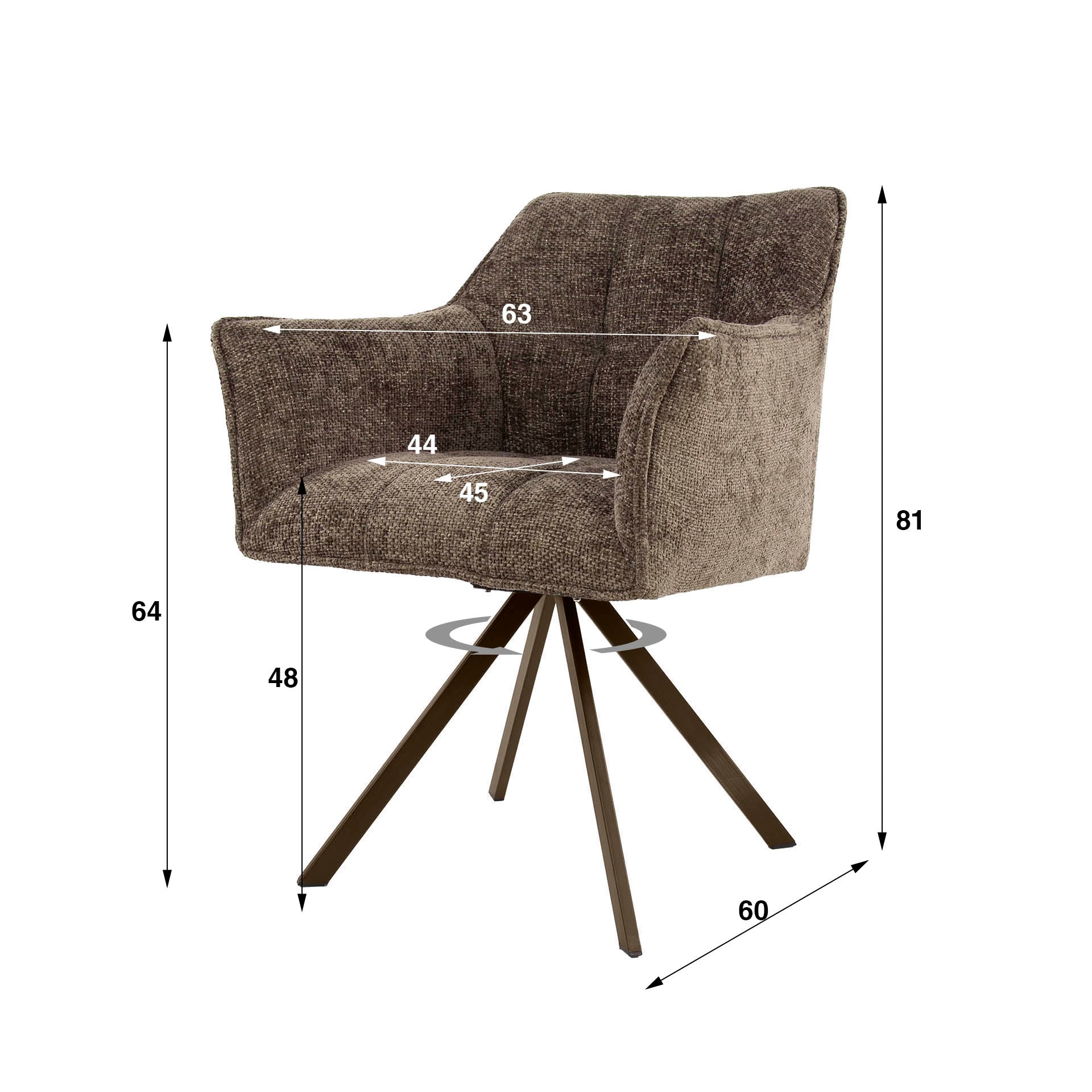 Armstoel Raster draaibaar verpakt per 2 / Hoven taupe-bruin