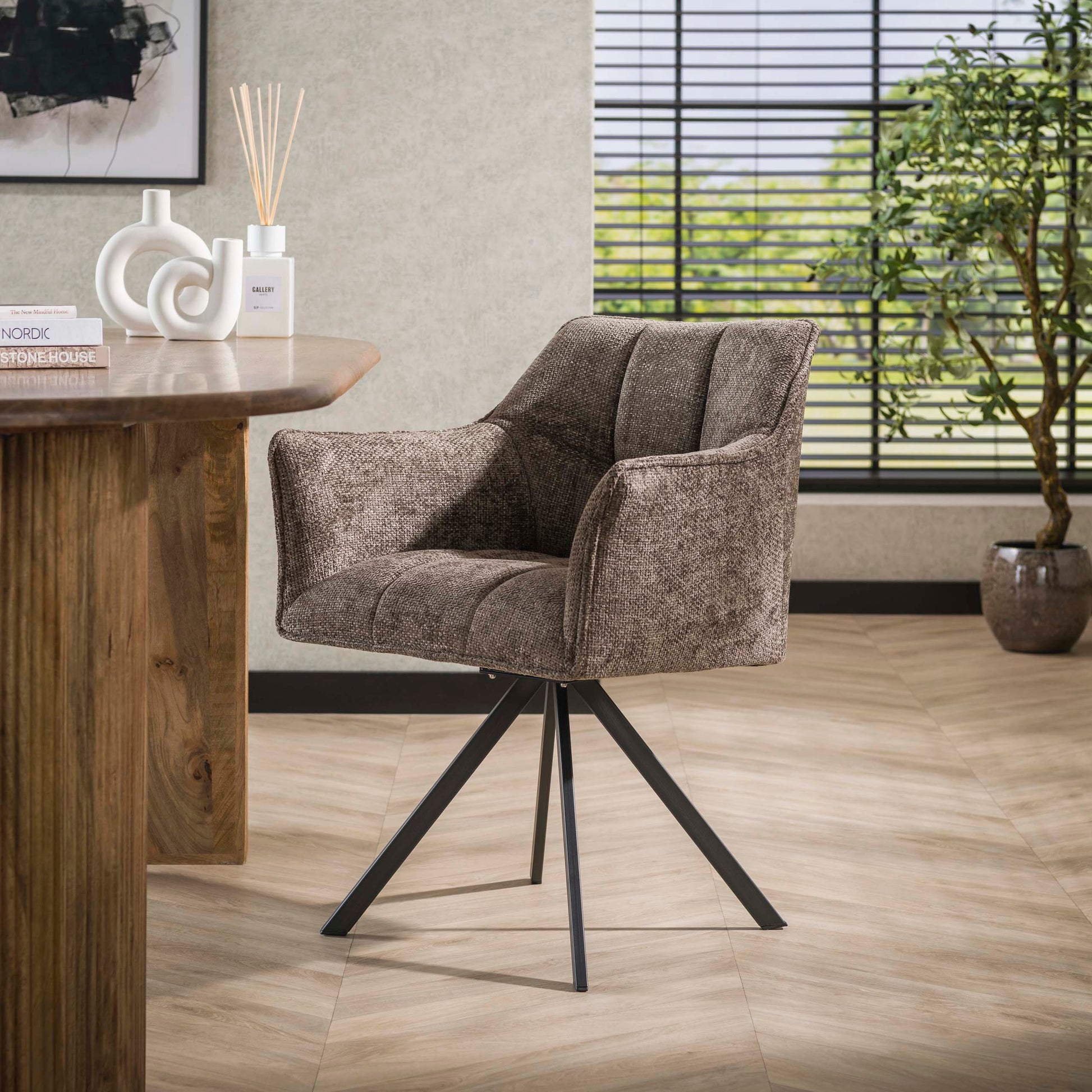 Armstoel Raster draaibaar verpakt per 2 / Hoven taupe