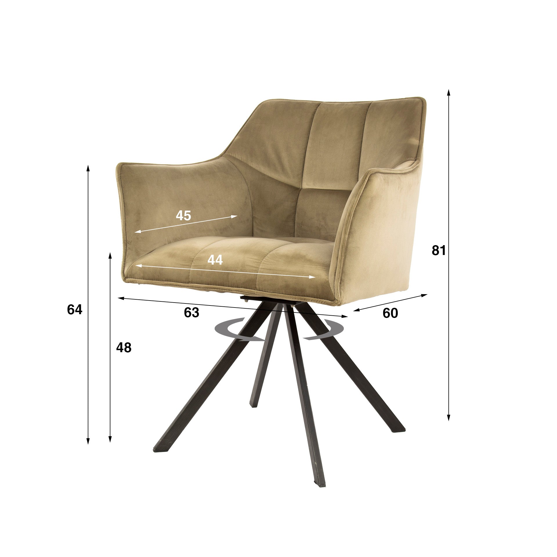 Armstoel Raster - Draaibaar - Velours Champagne