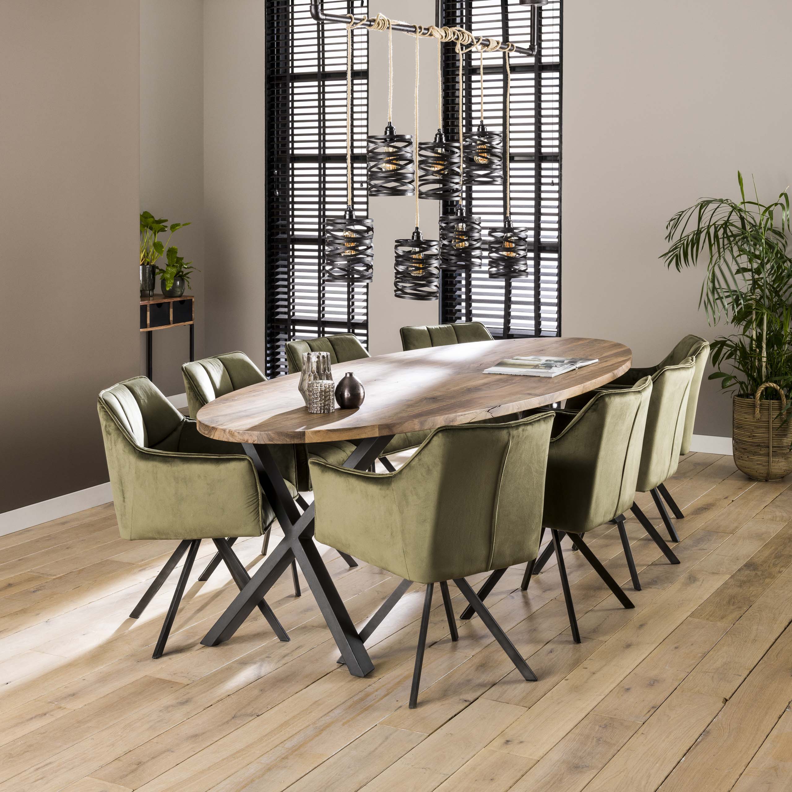 Armstoel Raster - Draaibaar - Velours Groen