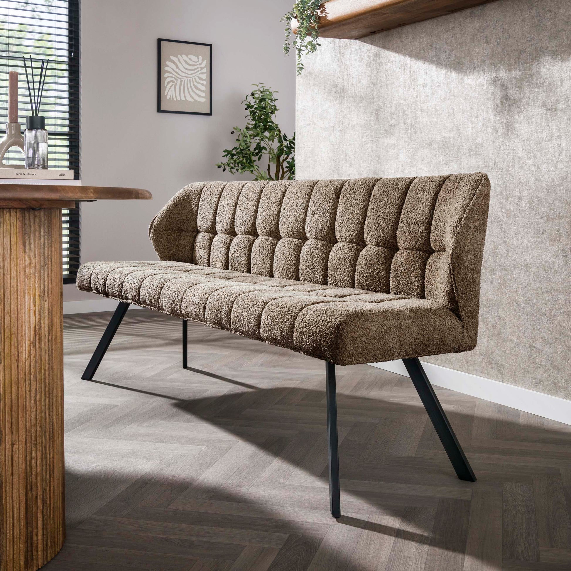 Eetkamerbank Raster / Bouclé taupe