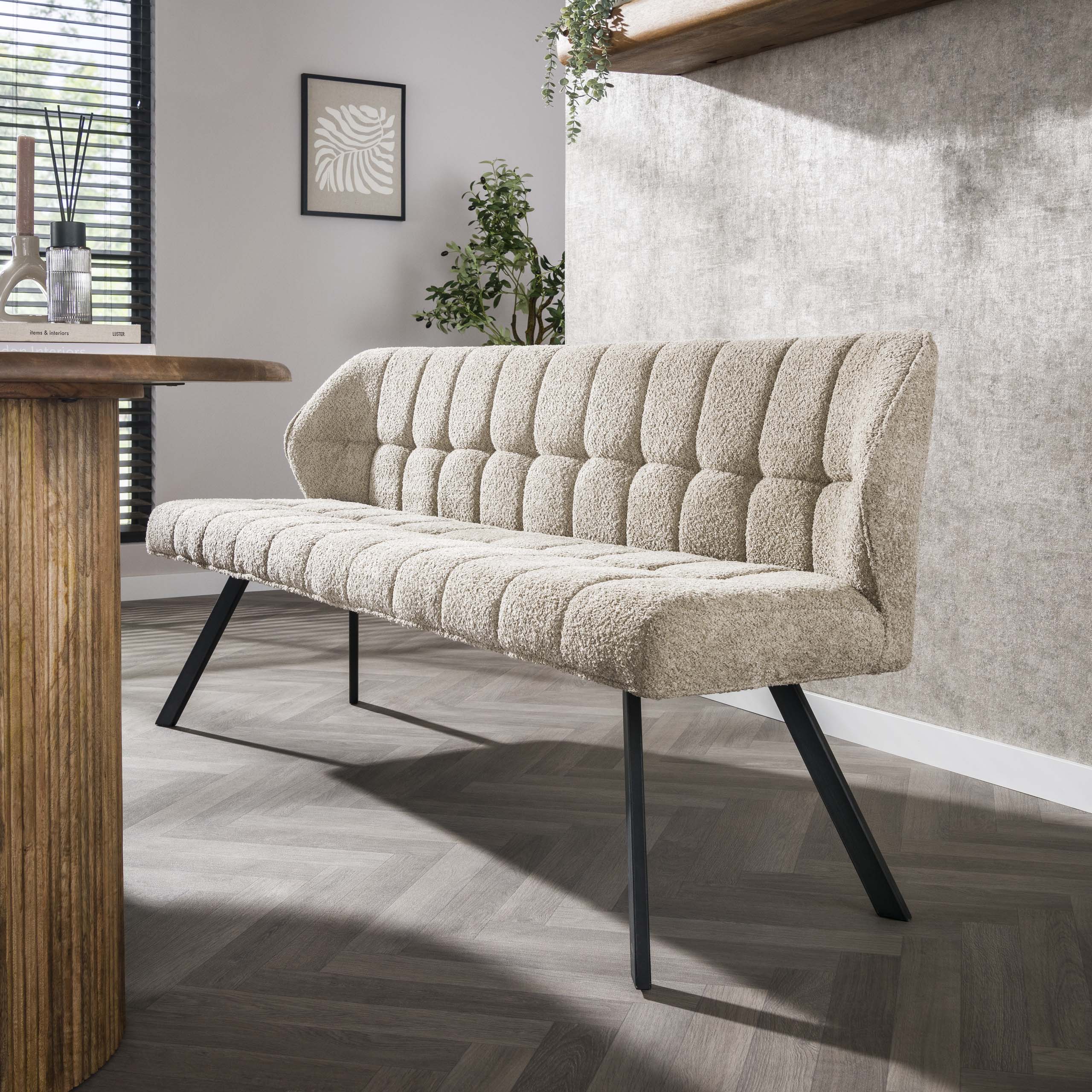 Eetkamerbank Raster / Bouclé zand