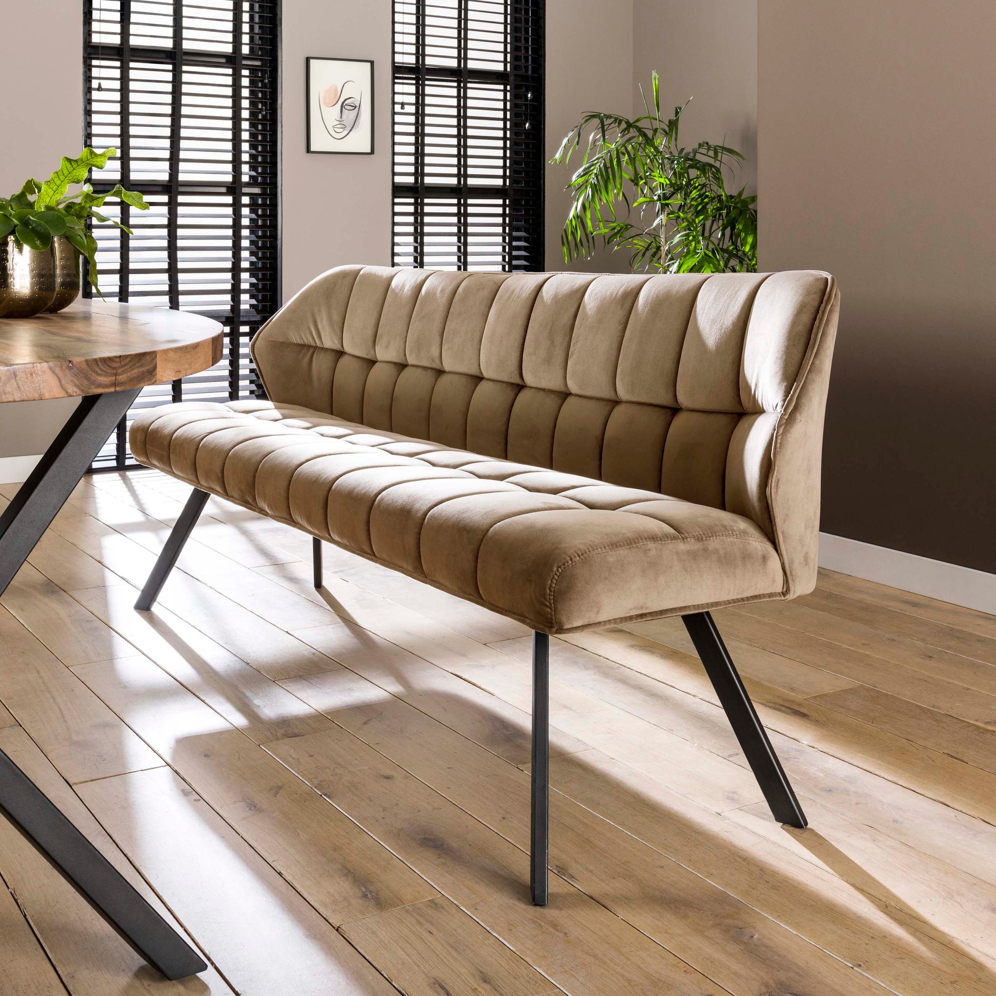 Eetkamerbank Raster / Velours champagne