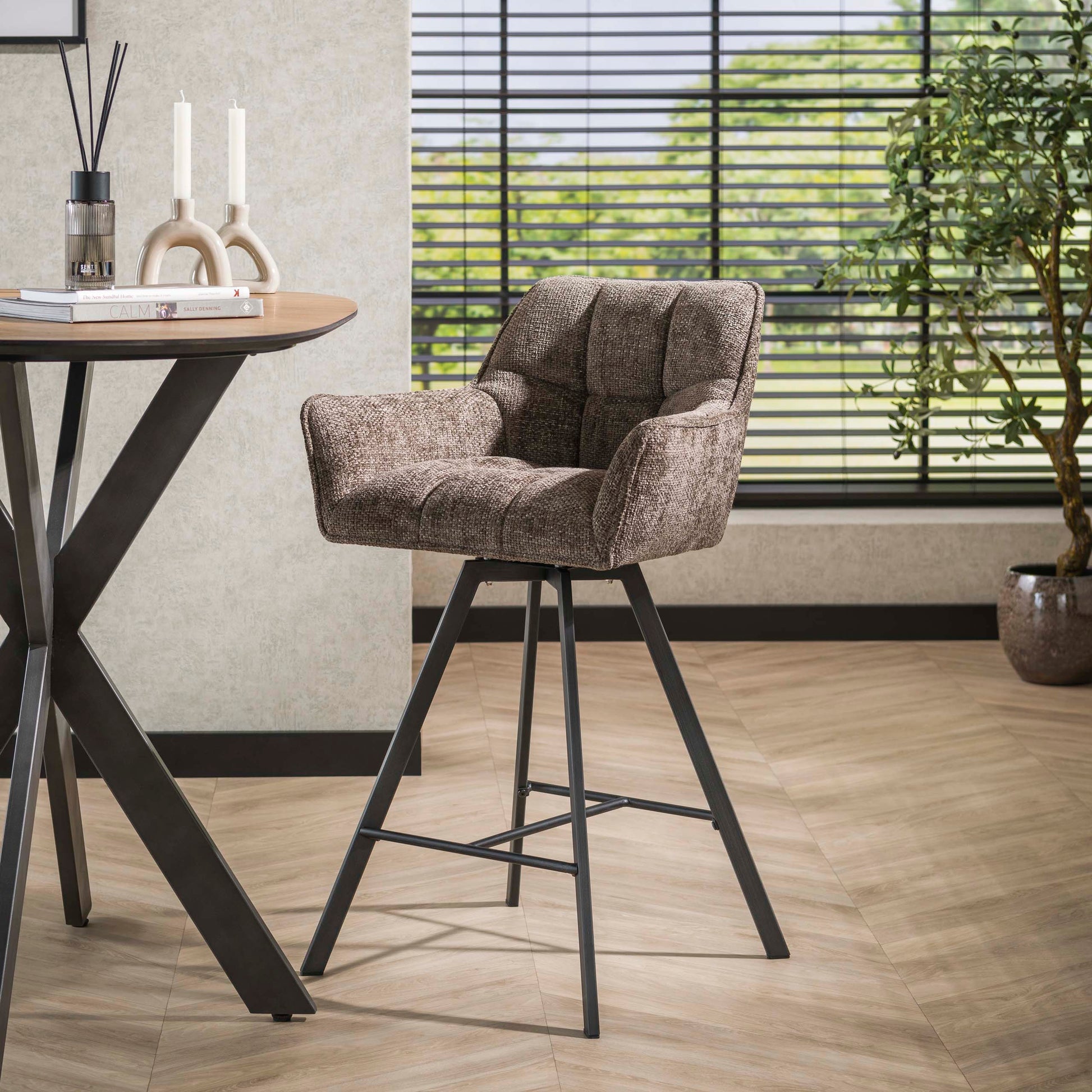 Barstoel Raster draaibaar verpakt per 2 / Hoven taupe