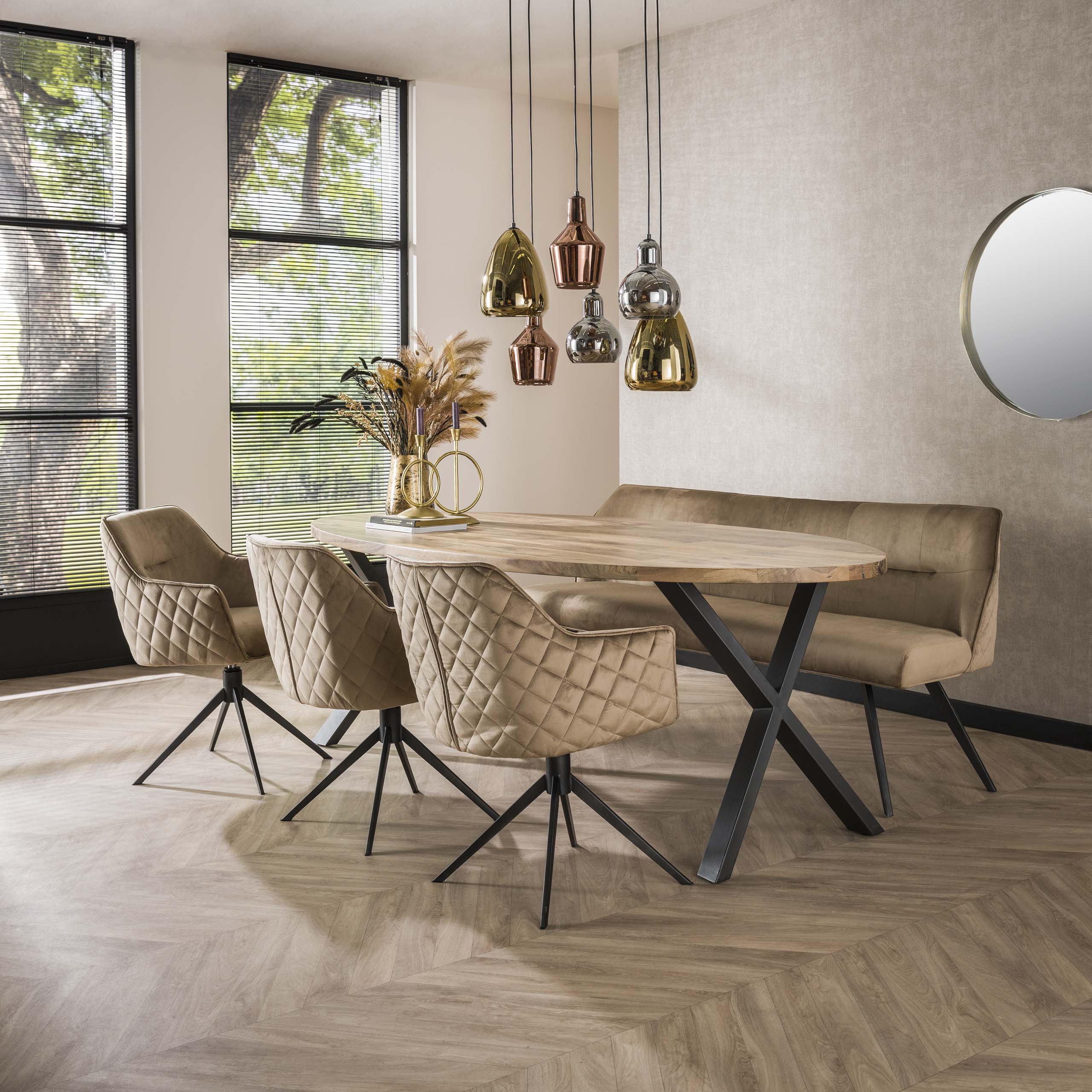 Armstoel Pull - Draaibaar - Velours Champagne