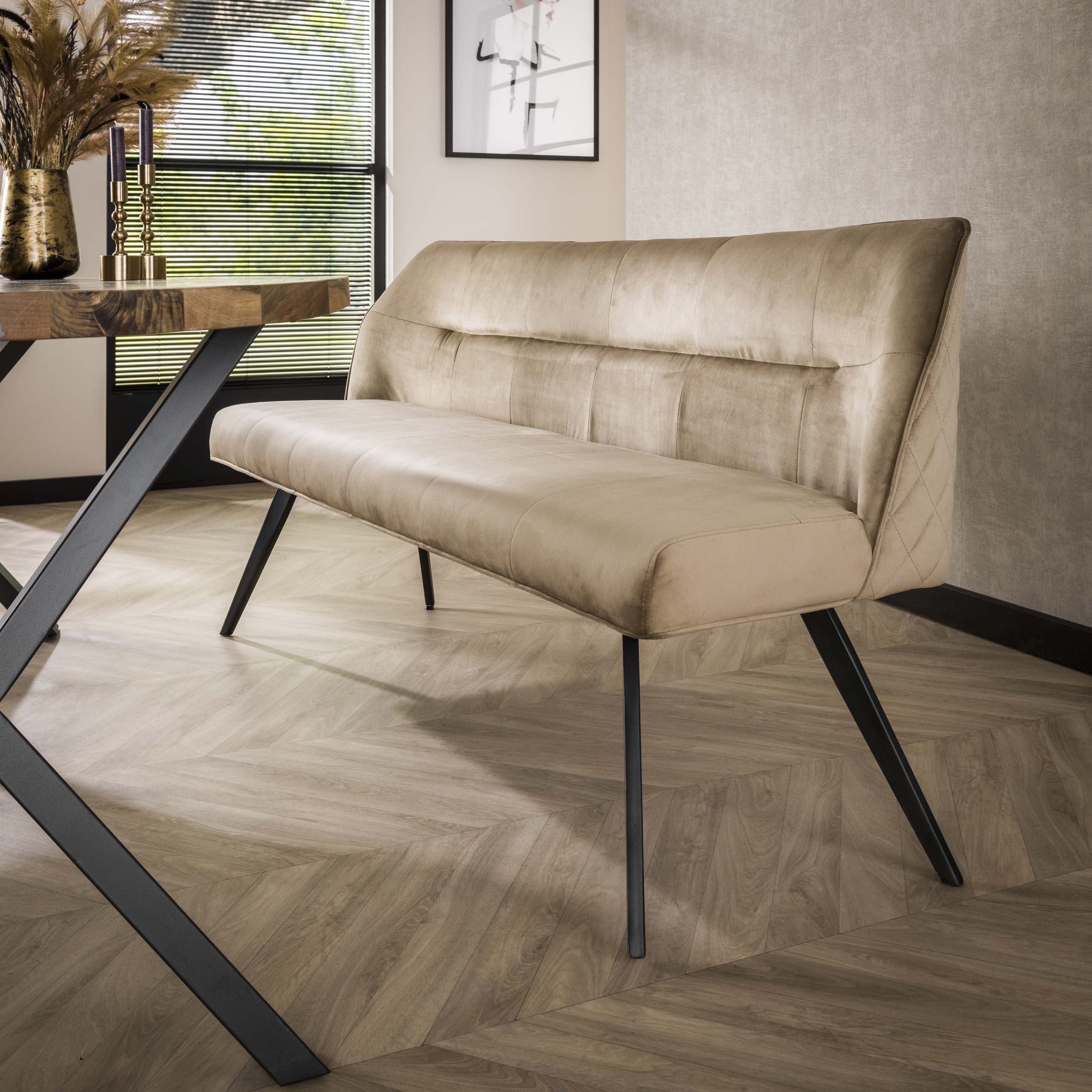 Eetkamerbank Pull / Velours champagne