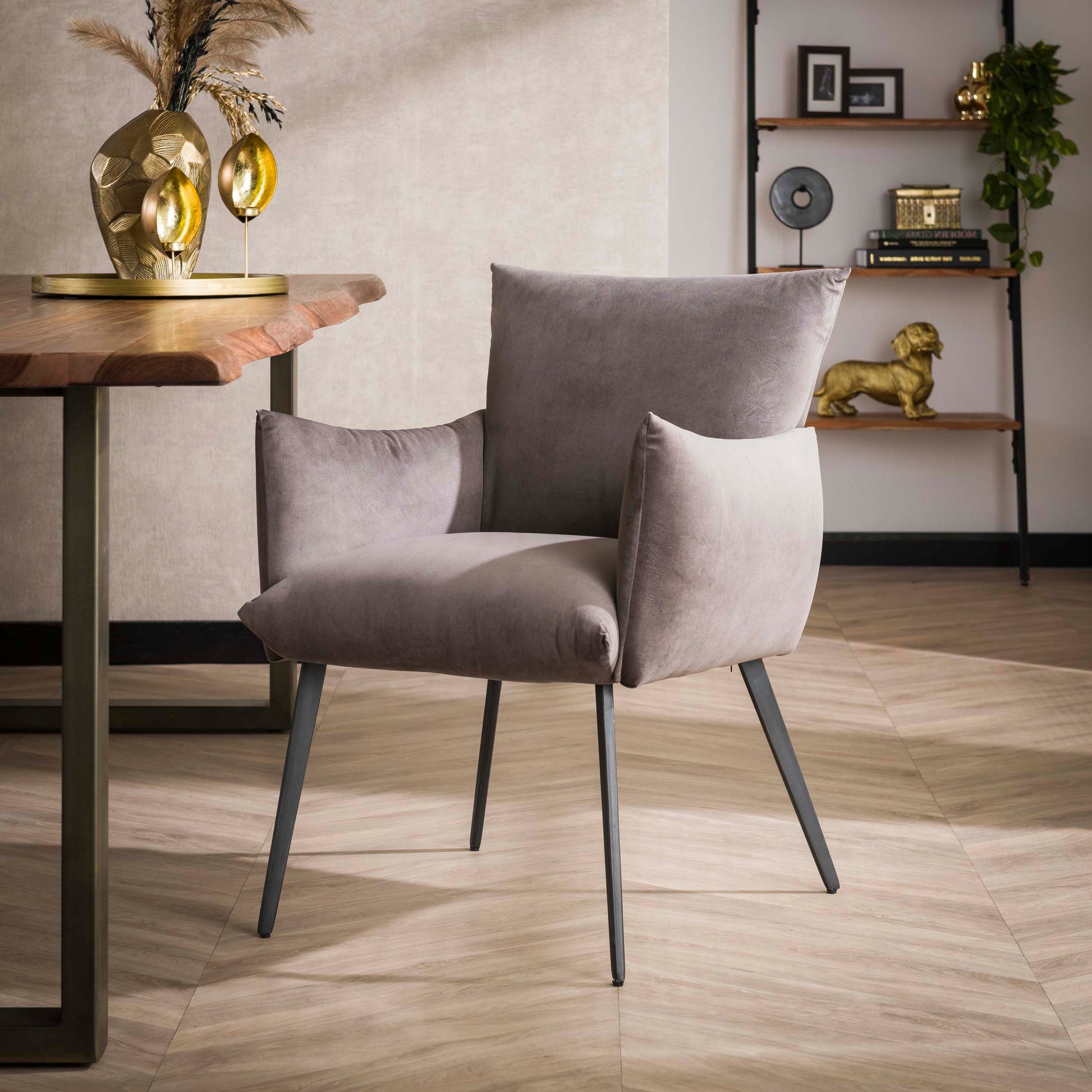 Eetkamerfauteuil Lobby / Velours antraciet
