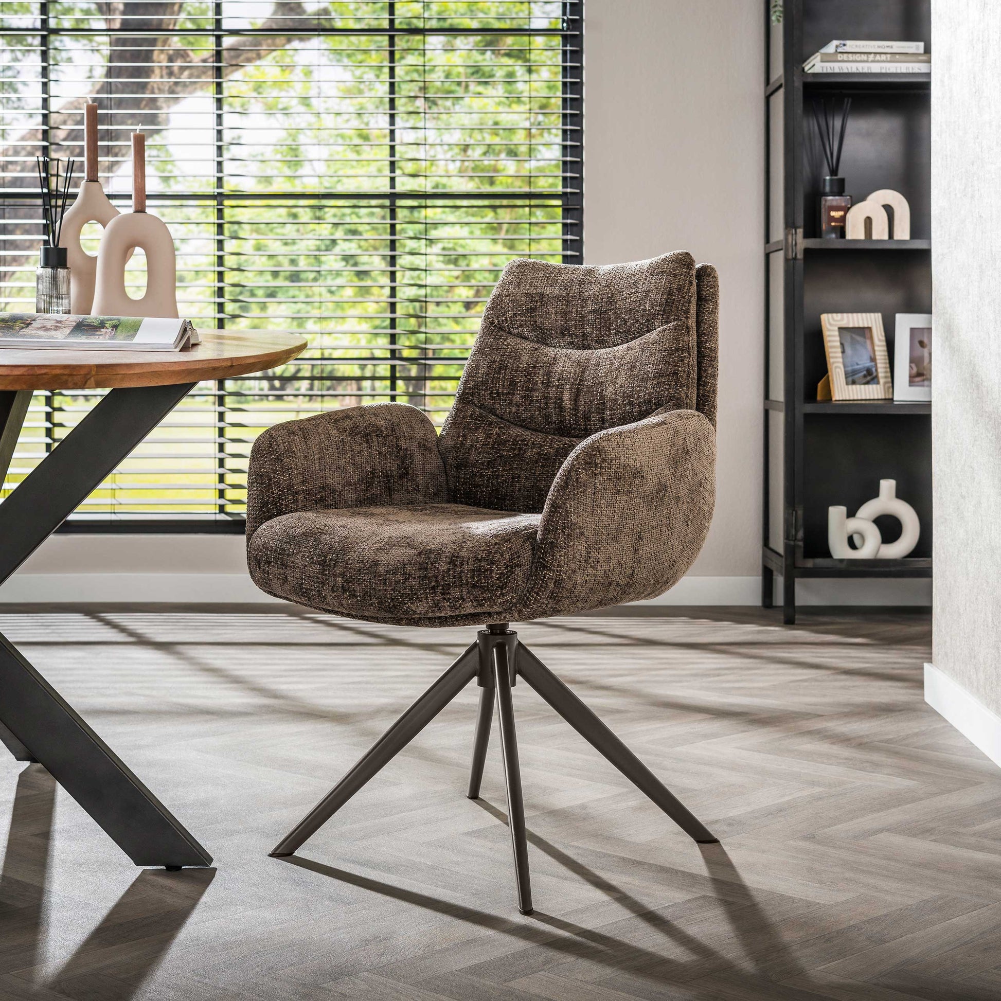 Armstoel Lounge draaibaar verpakt per 2 / Hoven taupe-bruin