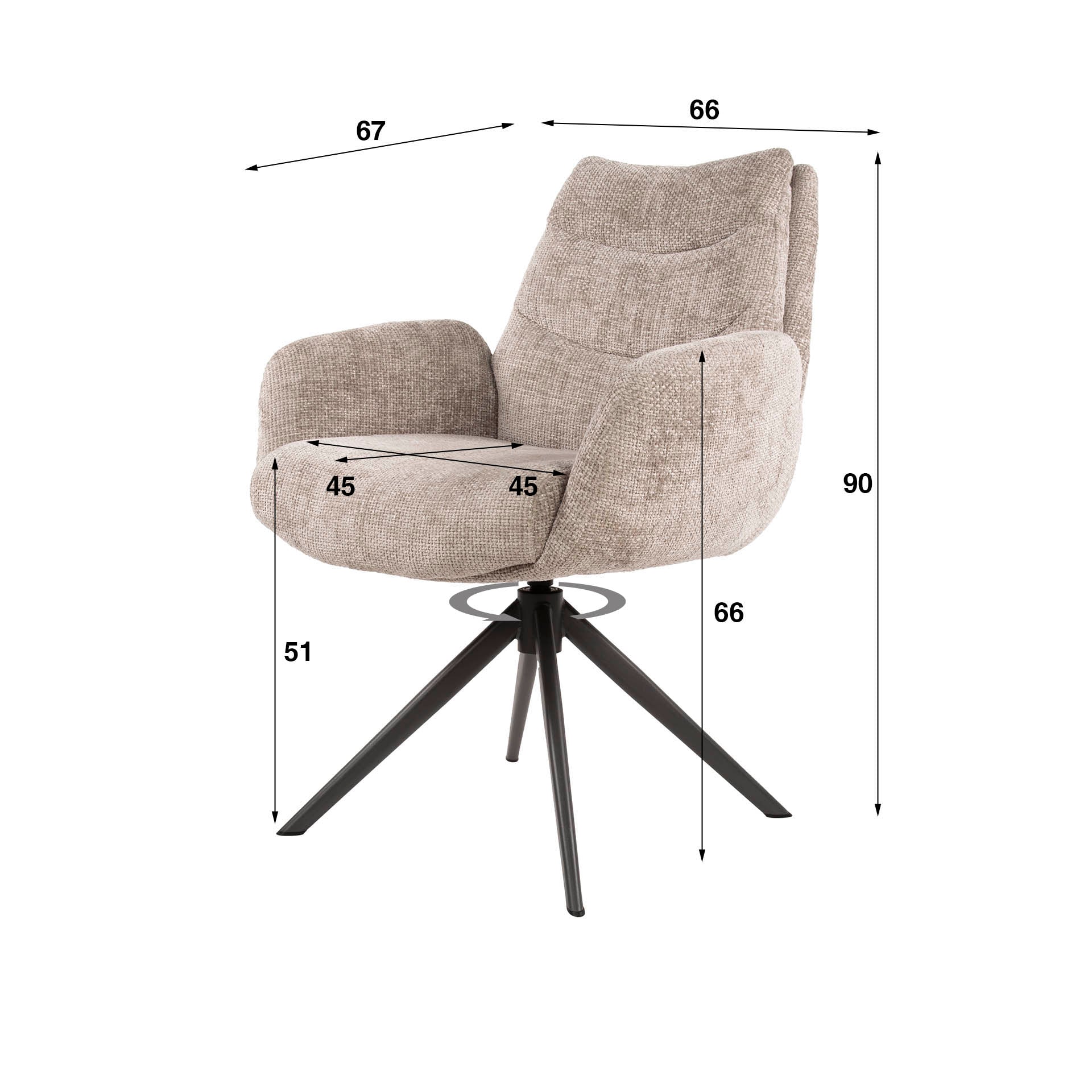 Armstoel Lounge - Draaibaar - Hoven Zand