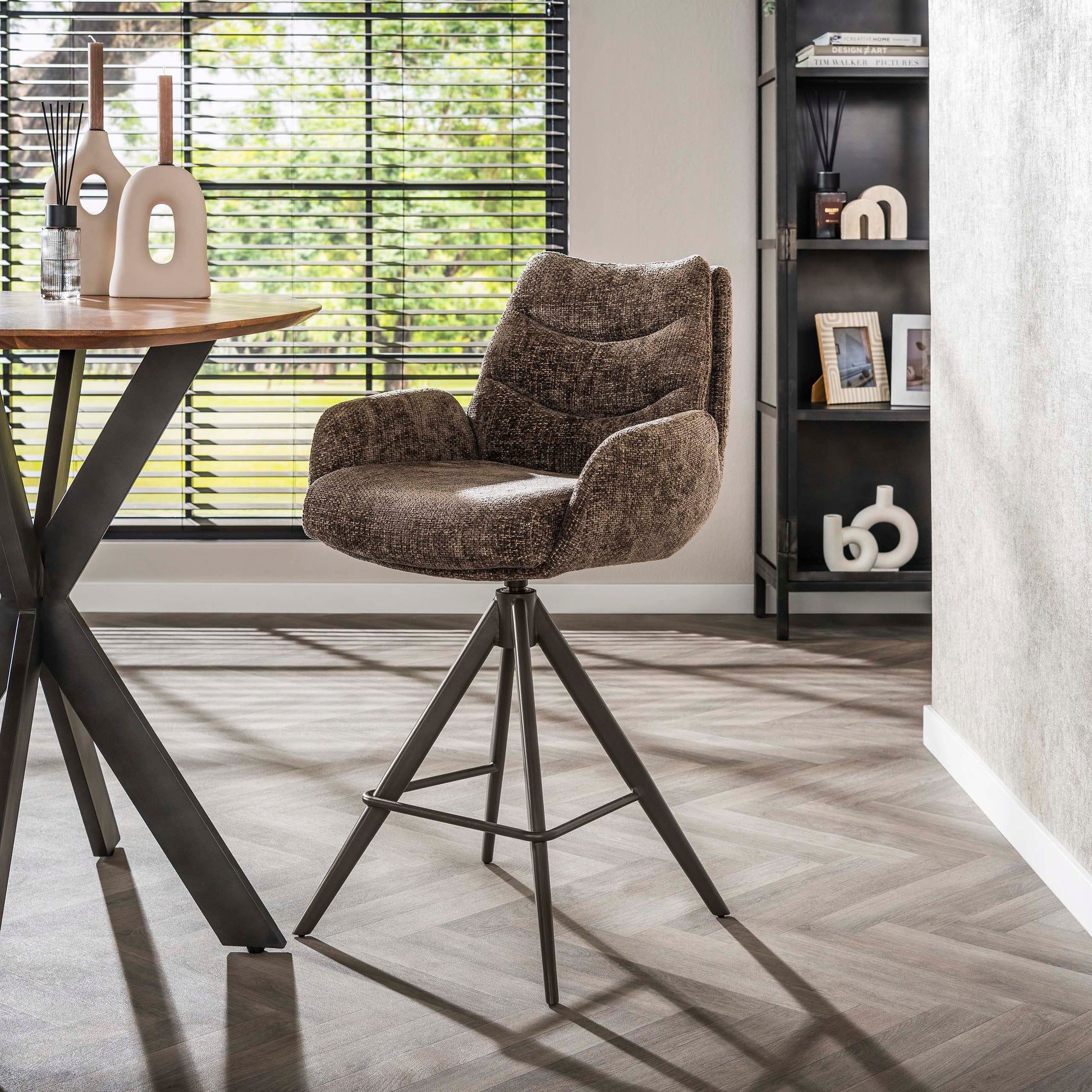 Barstoel Lounge draaibaar verpakt per 2 / Hoven taupe-bruin