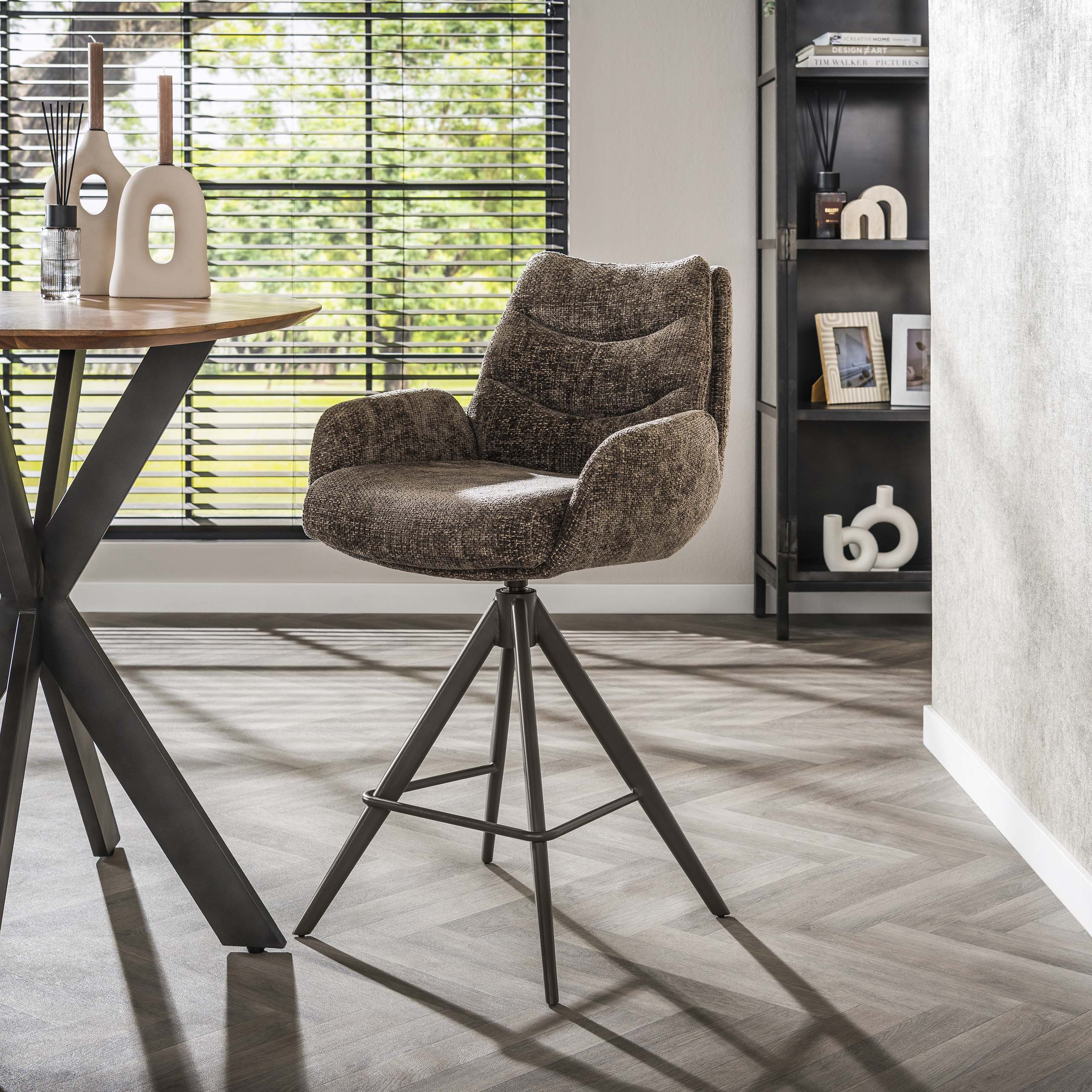 Barstoel Lounge draaibaar verpakt per 2 / Hoven taupe-bruin
