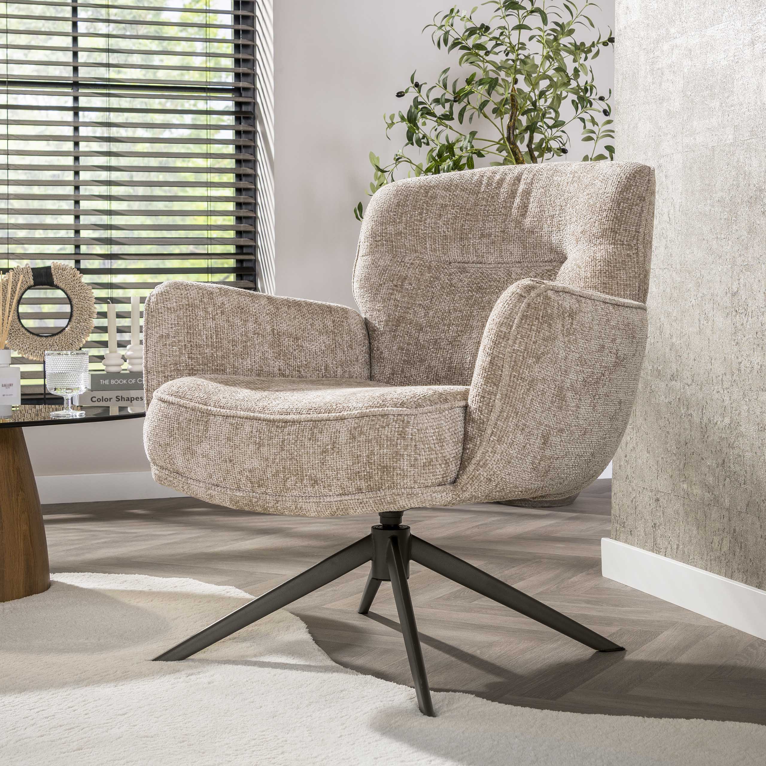 Fauteuil Forza draaibaar / Hoven zand-bruin