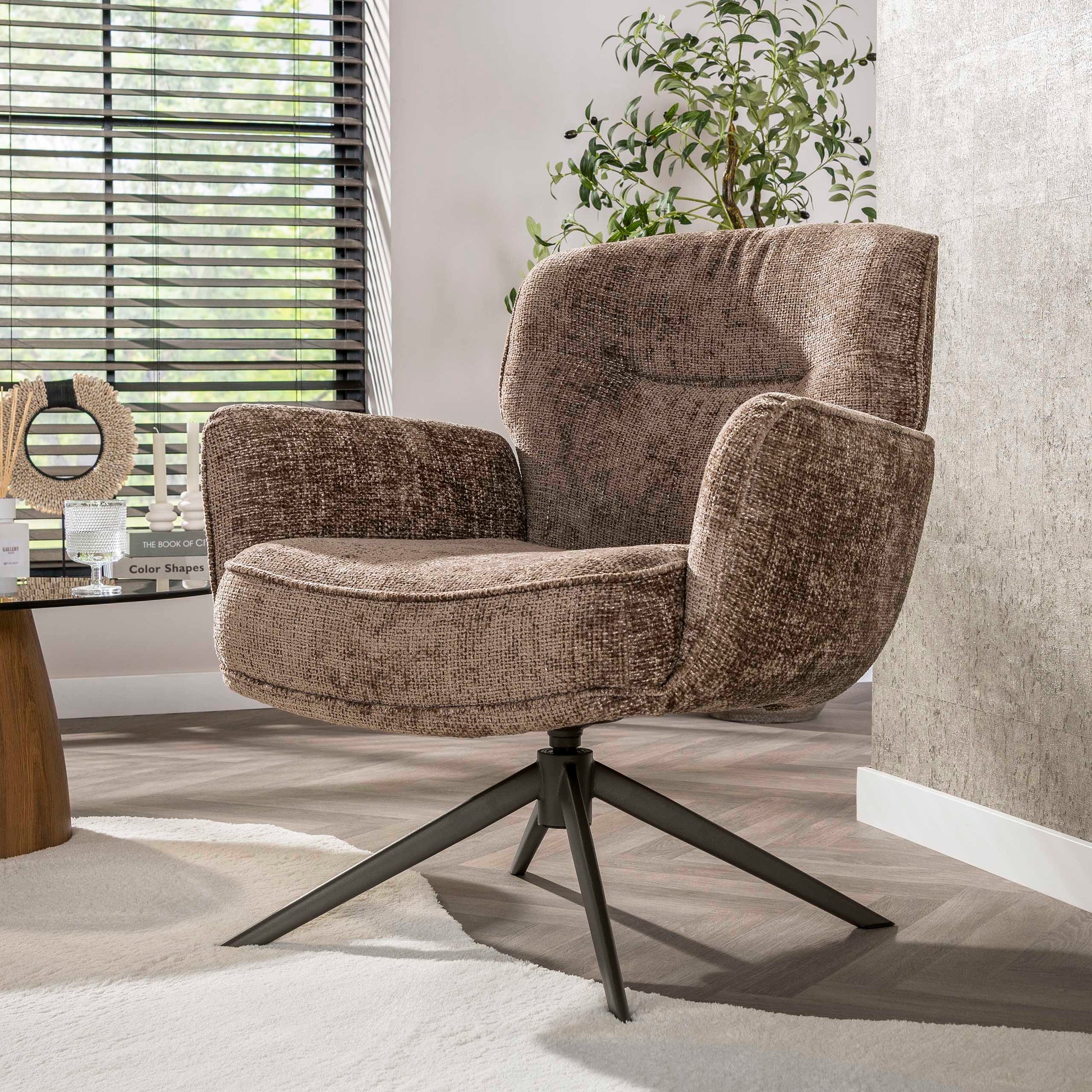 Fauteuil Forza draaibaar / Hoven champagne-bruin