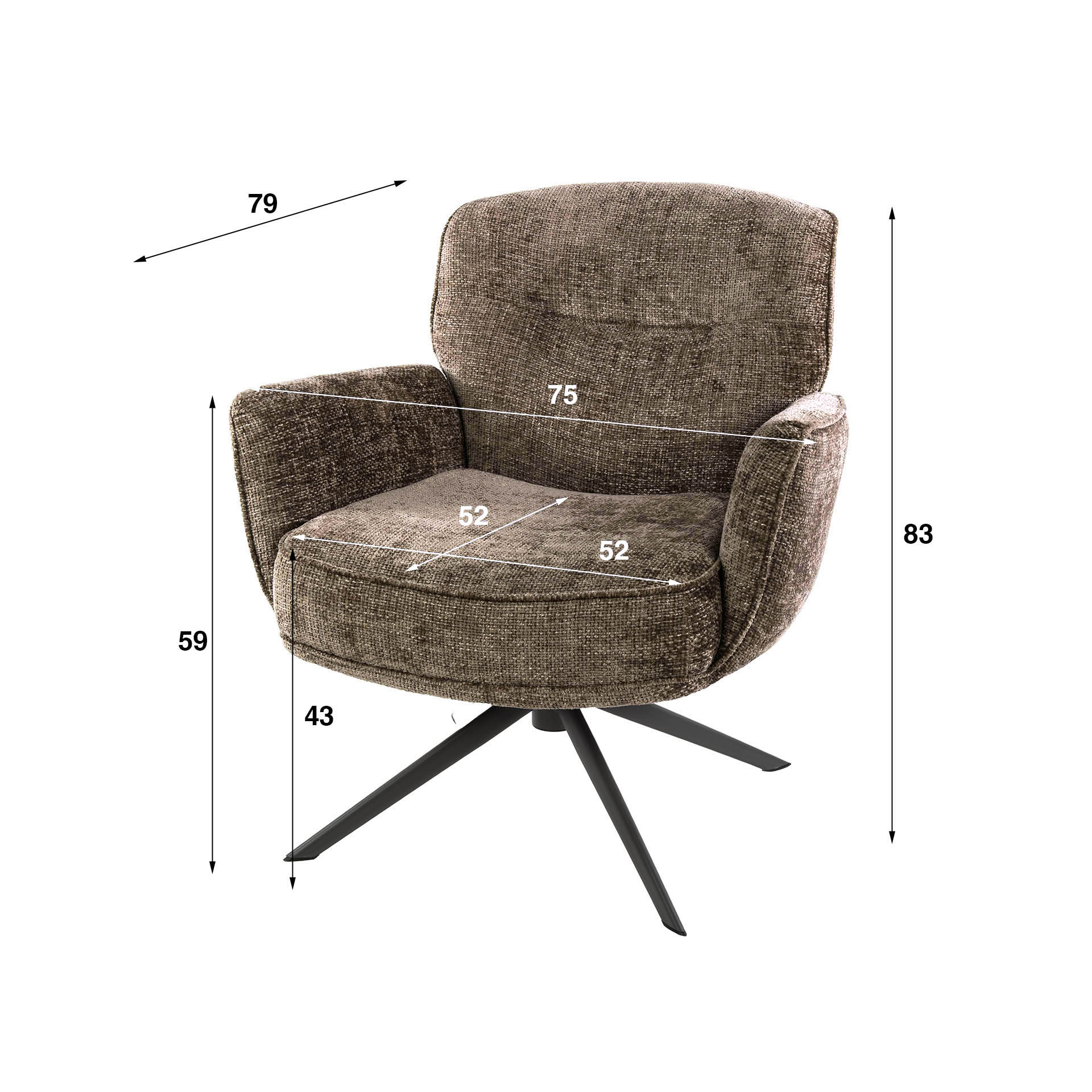 Fauteuil Forza Draaibaar Hoven Champagne