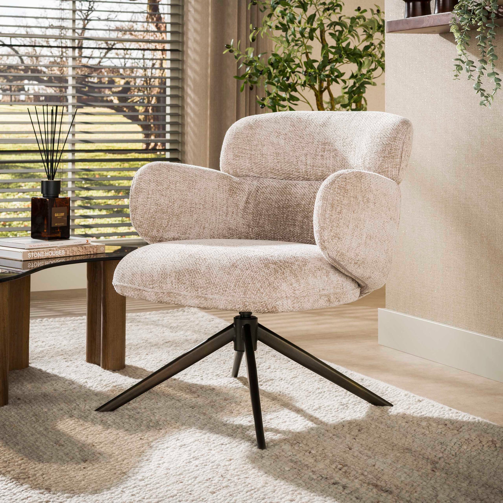 Fauteuil Flex draaibaar / Hoven zand-bruin