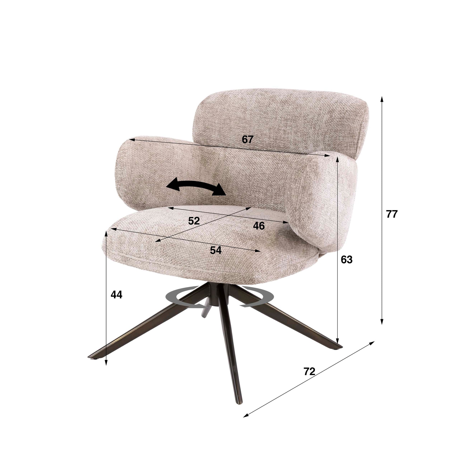 Fauteuil Flex draaibaar / Hoven zand-bruin