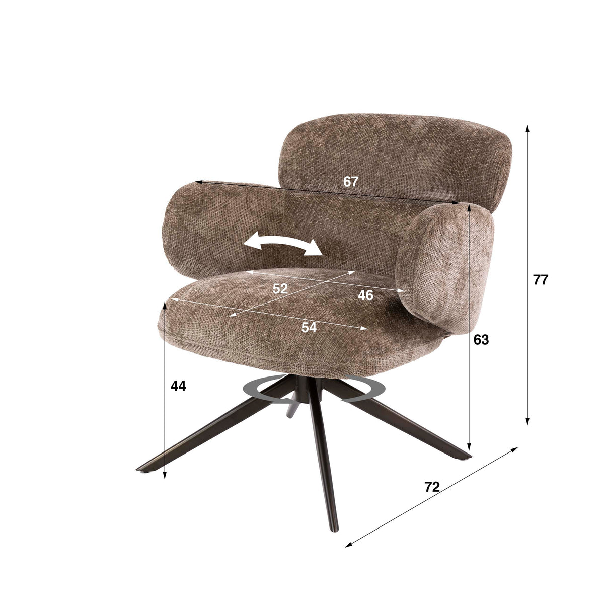Fauteuil Flex draaibaar / Hoven champagne-bruin