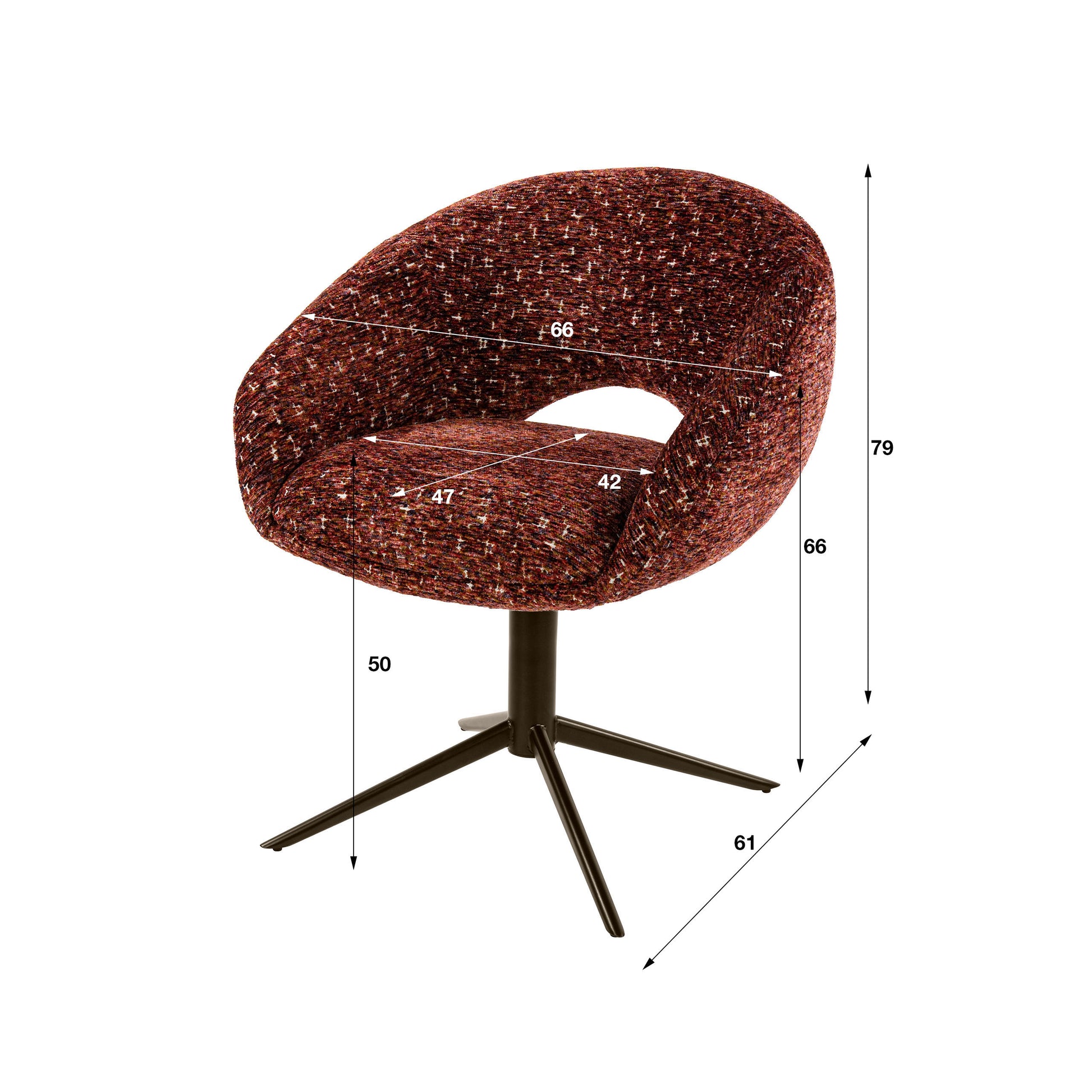 Armstoel Cupa draaibaar verpakt per 2 / Delviro bordeaux rood-bruin