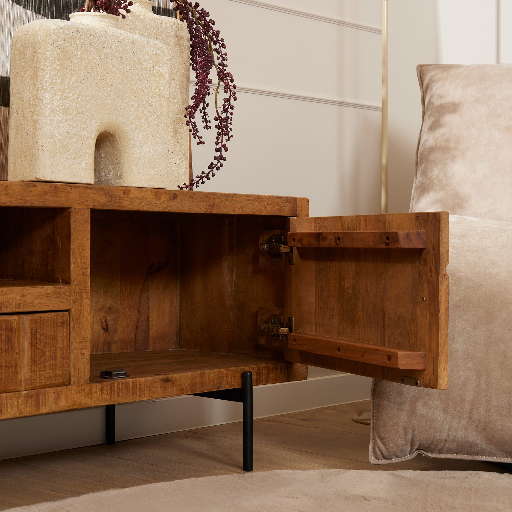 Tv meubel Brandy Naturel Mangohout 180 cm