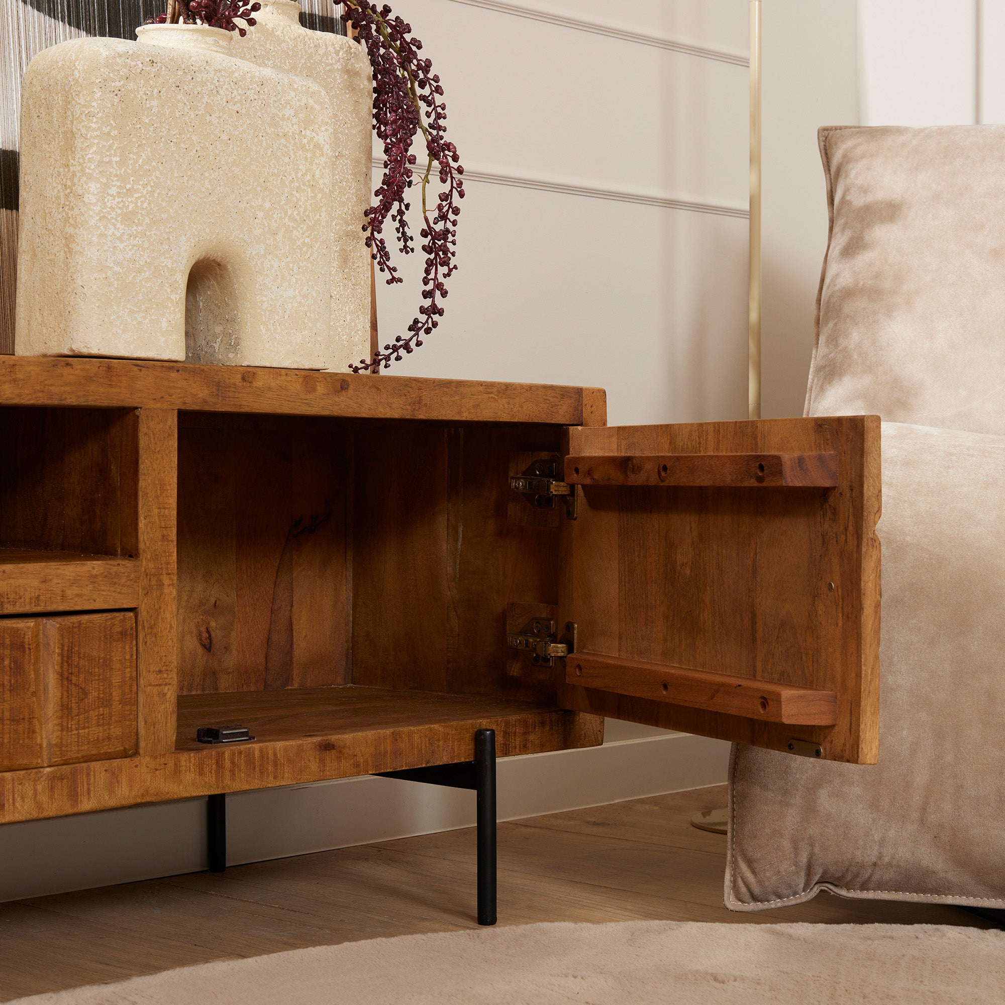 Tv meubel Brandy Naturel Mangohout 180 cm