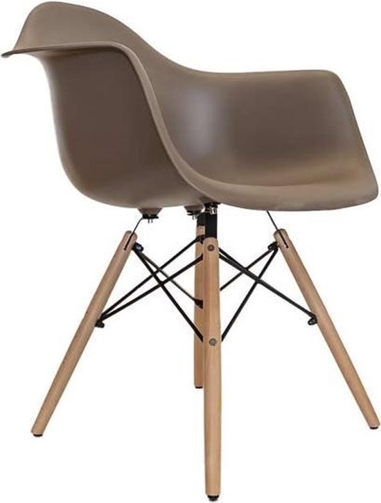 Eetkamerstoel Kunstof zitting stoel - Bruin